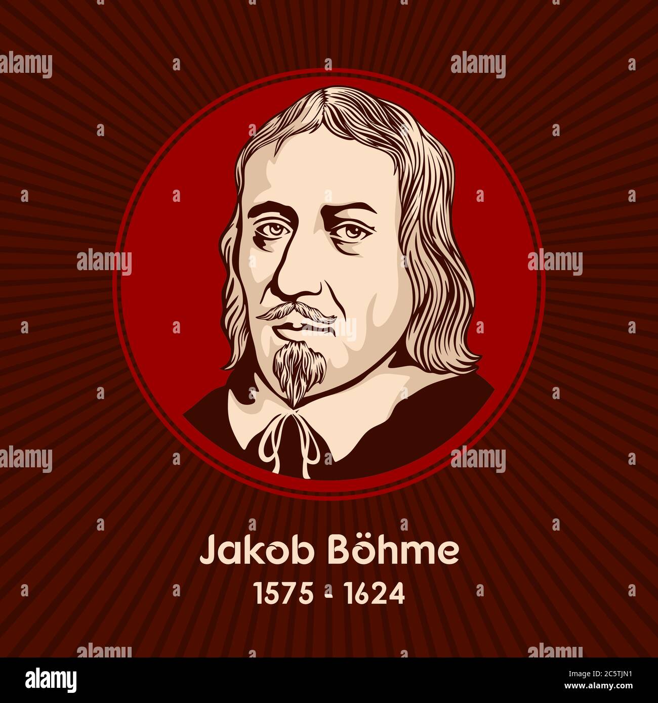 Jakob Bohme (1575 - 1624) war ein deutscher Philosoph, christlicher Mystiker und evangelischer Theologe. Stock Vektor