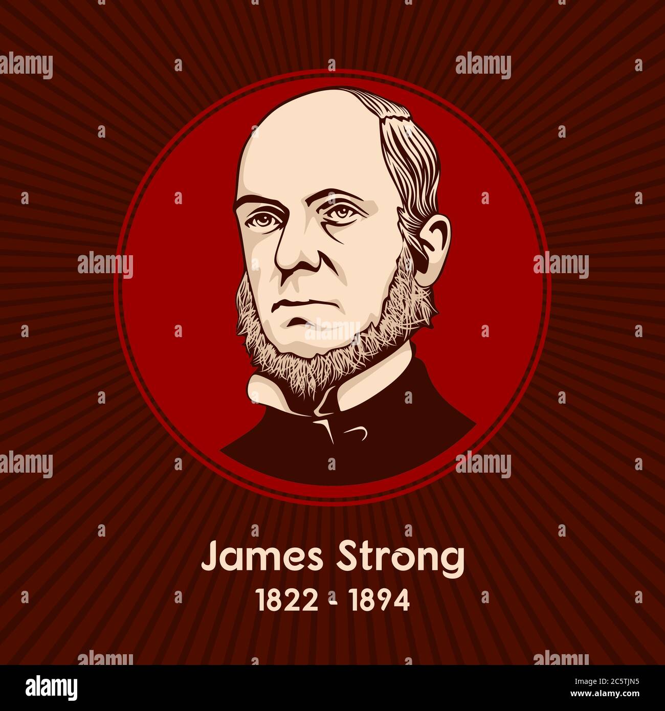 James Strong (1822 - 1894) war ein amerikanischer Methodist biblischen Gelehrten und Erzieher, und der Schöpfer der Strong's Konkordanz. Stock Vektor