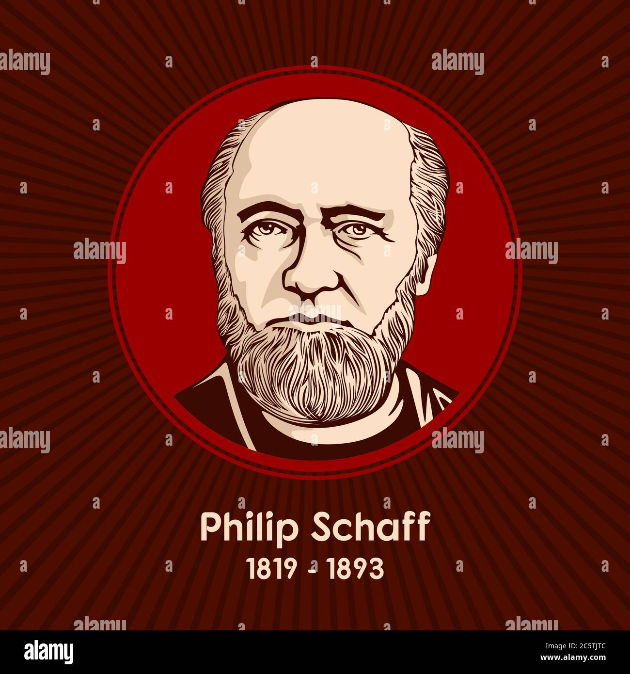 Philip Schaff (1819 - 1893) war ein in der Schweiz geborener, in Deutschland gebildeter evangelischer Theologe und Kirchenhistoriker Stock Vektor
