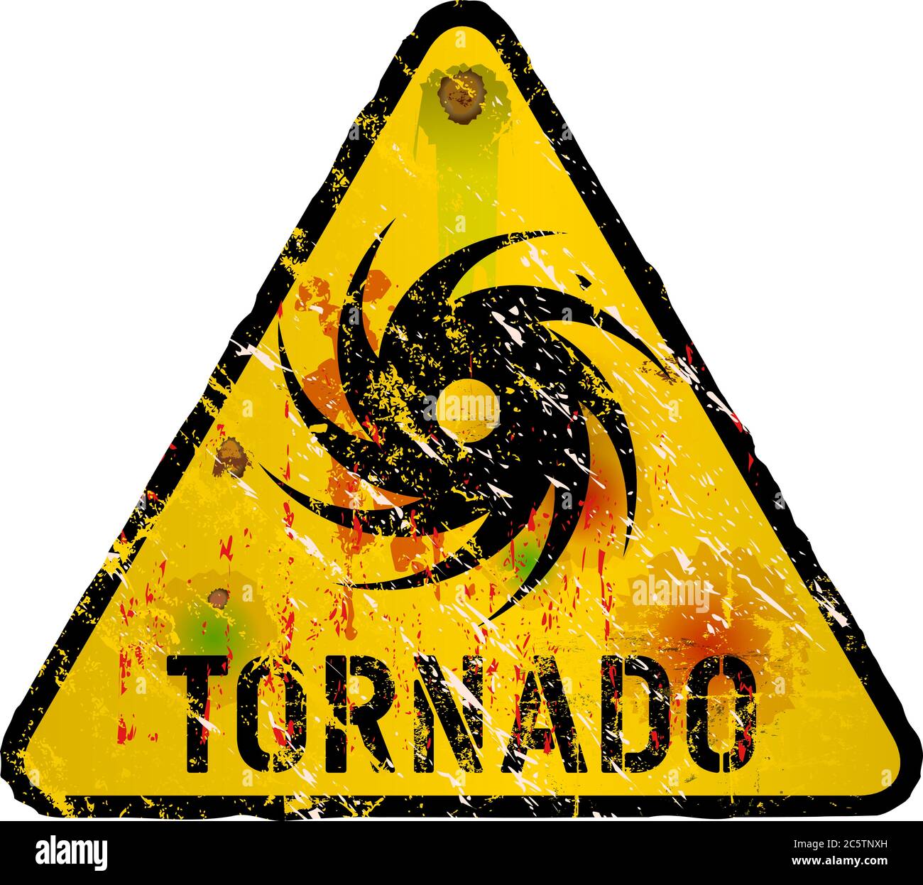 tornado Warnschild, stark verwittert, Vektor eps 10 Stock Vektor