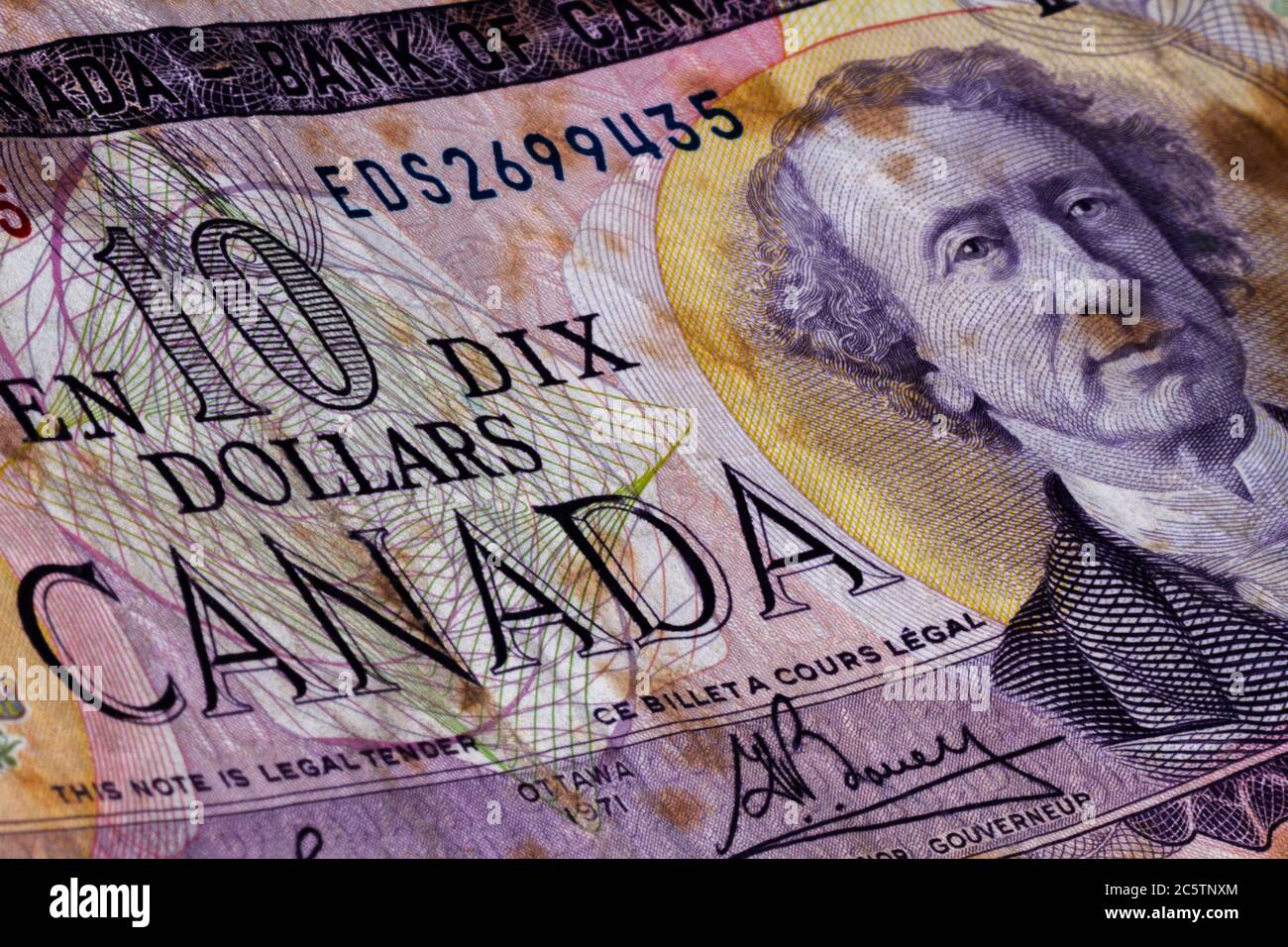 Kanada zehn Dollar Banknoten Stockfoto