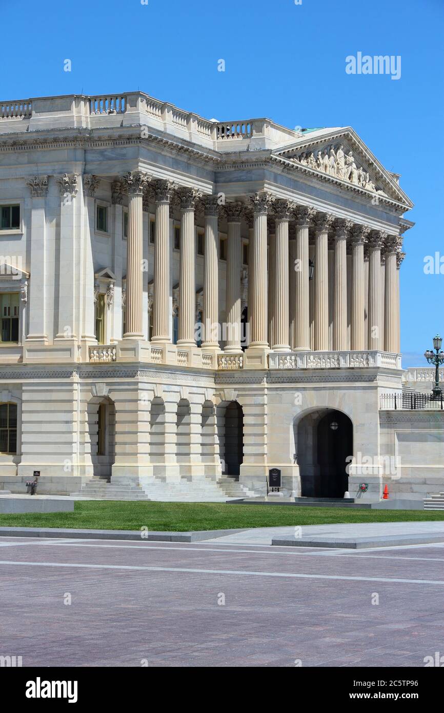 US National Capitol in Washington, DC. Amerikanisches Wahrzeichen. Kapitol der Vereinigten Staaten - US-Senat. Stockfoto
