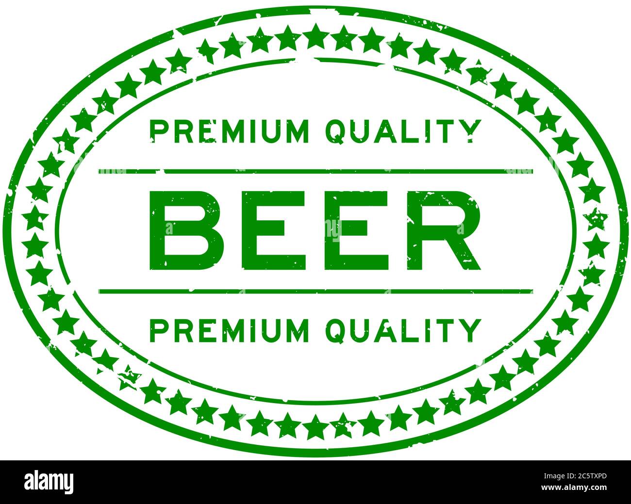 Grunge grün Premium-Qualität Bier Wort oval Gummi Siegel Stempel auf weißem Hintergrund Stock Vektor