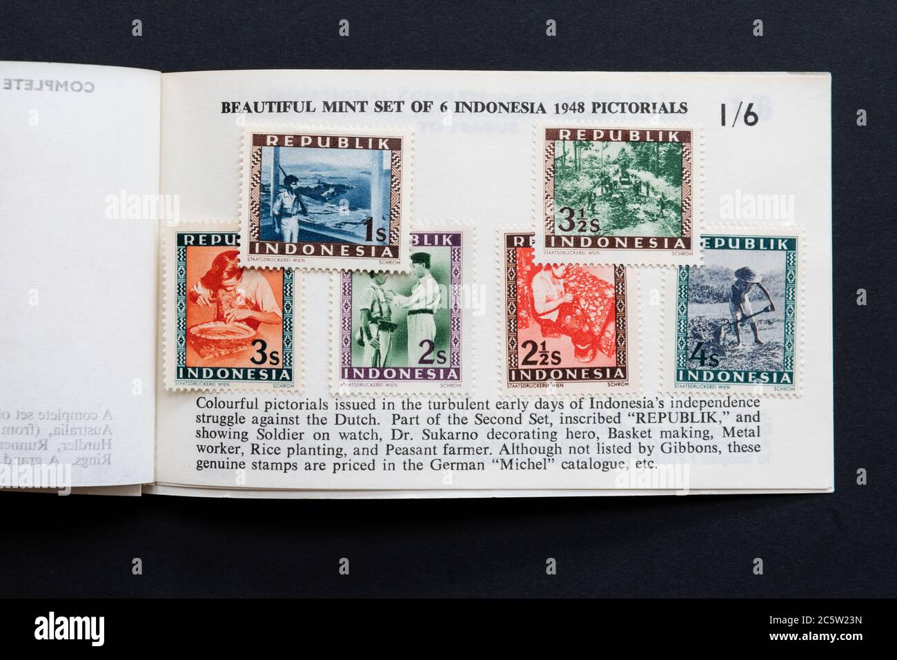 Universal Stamp Co Eastrington Sonderstempel - Indonesien 1948 Pictorials Stockfoto
