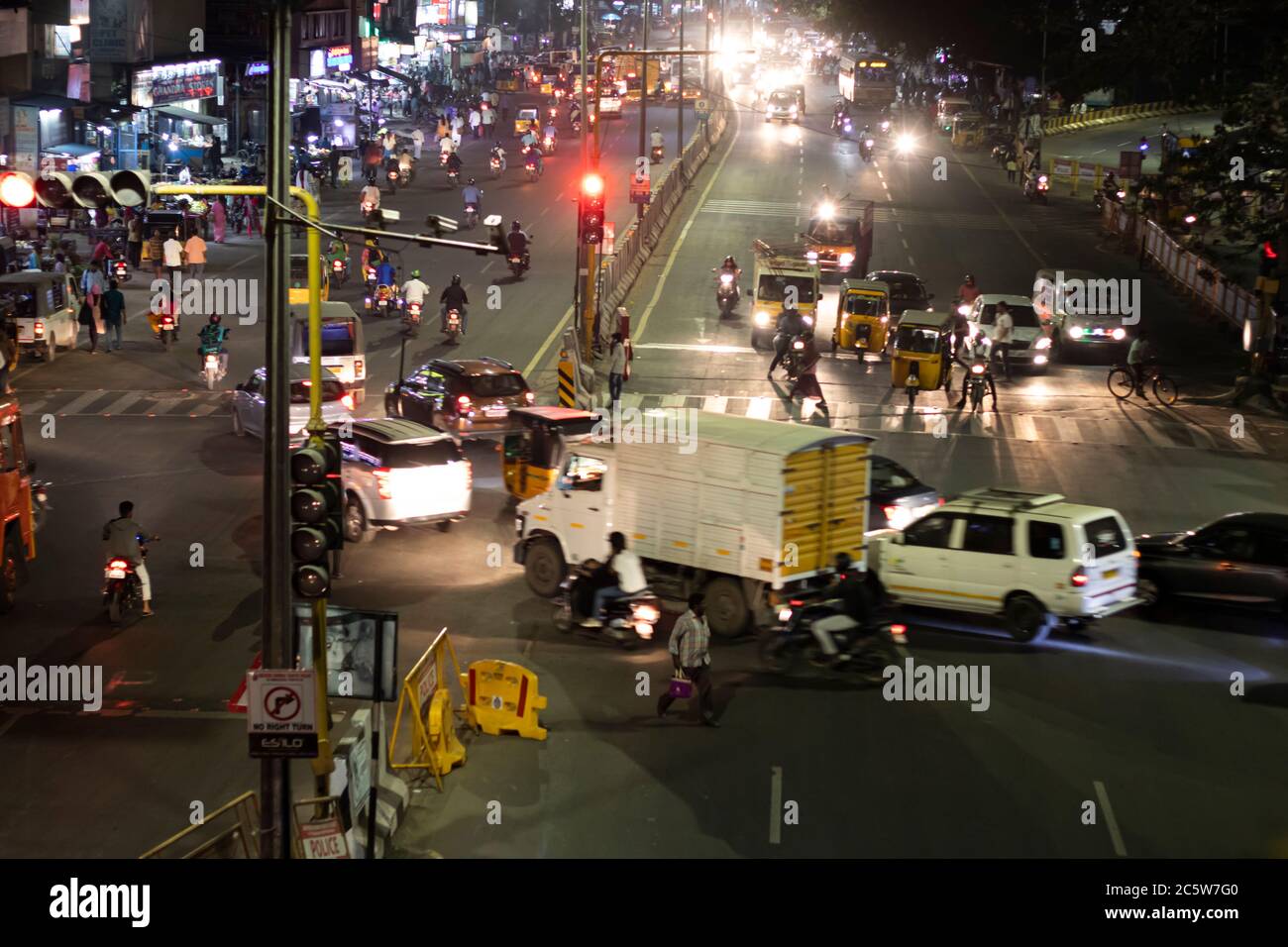Nachtzeit der indischen Stadt Stockfoto