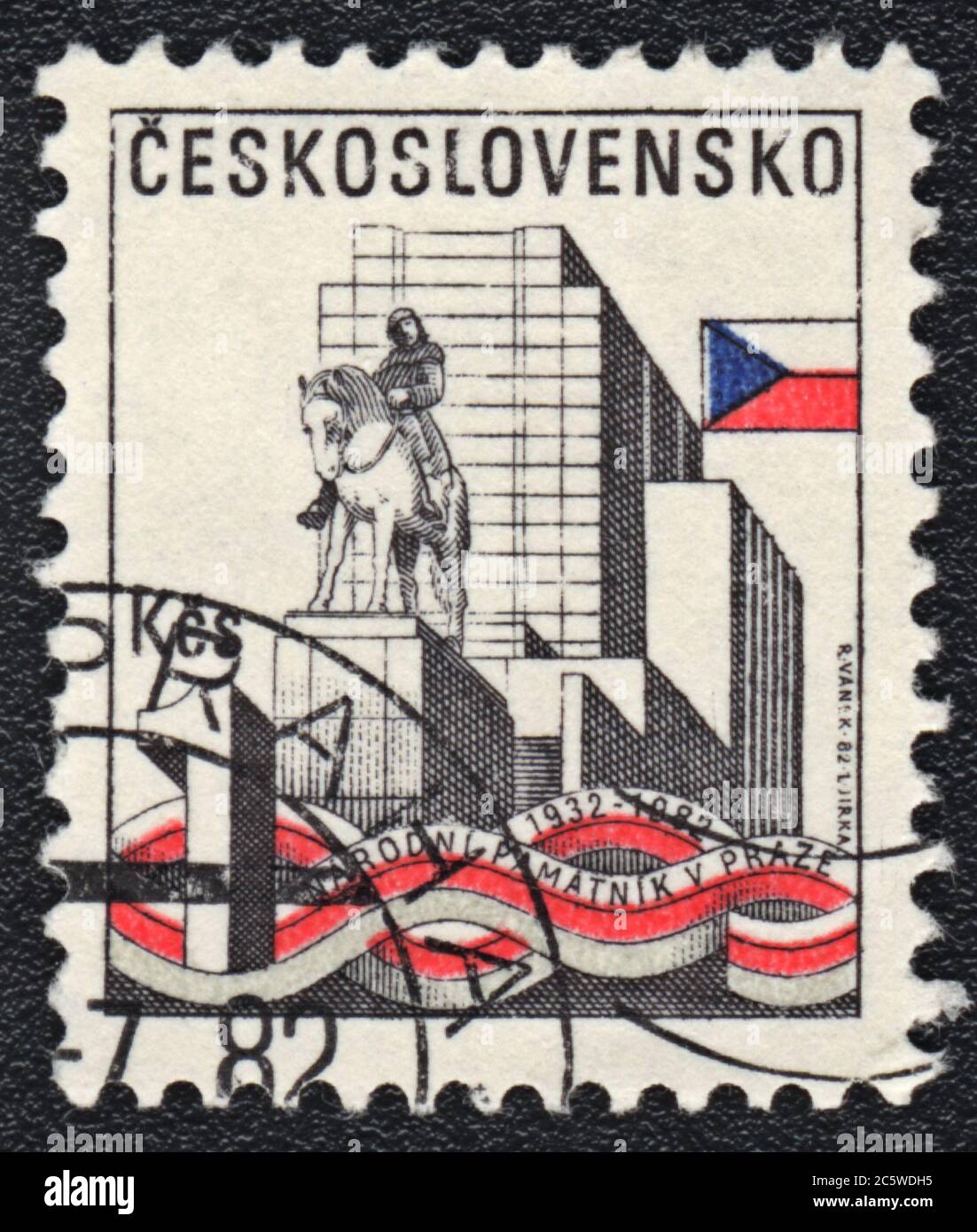 Briefmarke. Nationaldenkmal in Prag 1932, Tschechoslowakei, 1982 Stockfoto