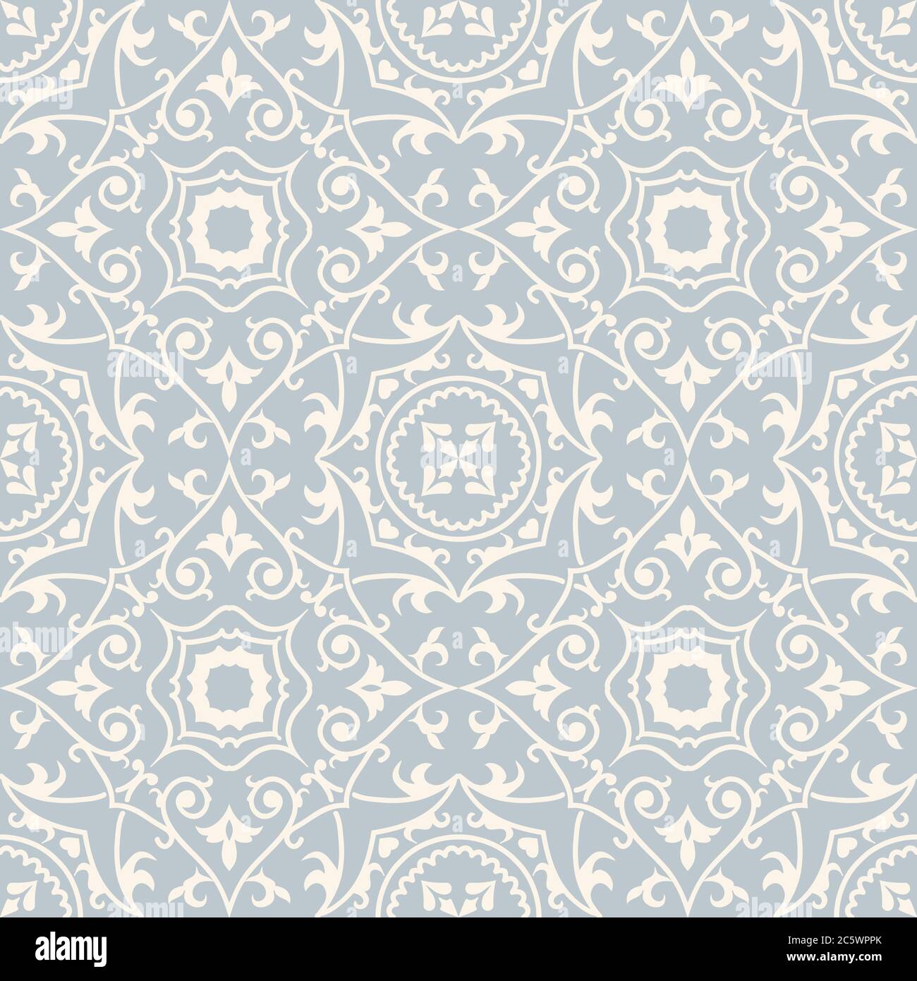 Nahtloses Muster. Vintage-Deko-Elemente. Islam, Arabisch, Indisch, Ottomane Motive. Perfekt für den Druck auf Stoff, Keramikfliesen oder Papier. Stock Vektor