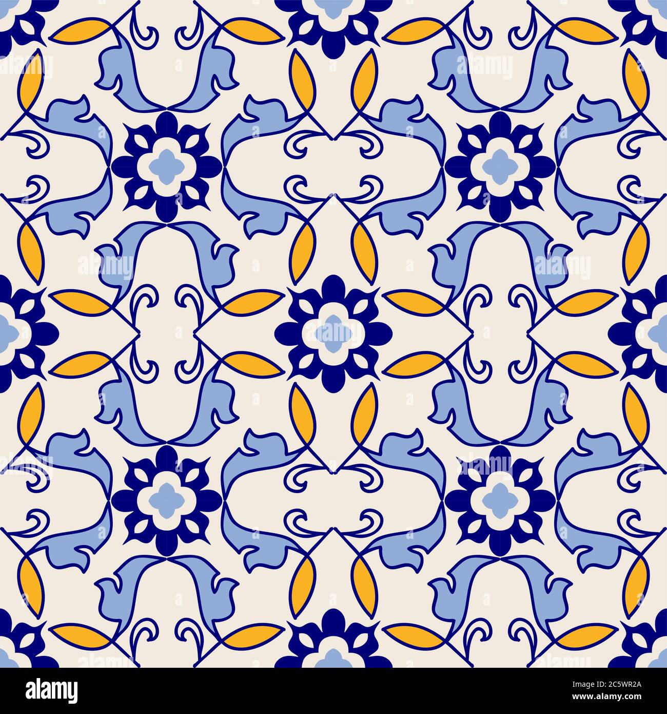 Nahtloses Muster. Vintage-Deko-Elemente. Islam, Arabisch, Indisch, Ottomane Motive. Perfekt für den Druck auf Stoff, Keramikfliesen oder Papier. Stock Vektor