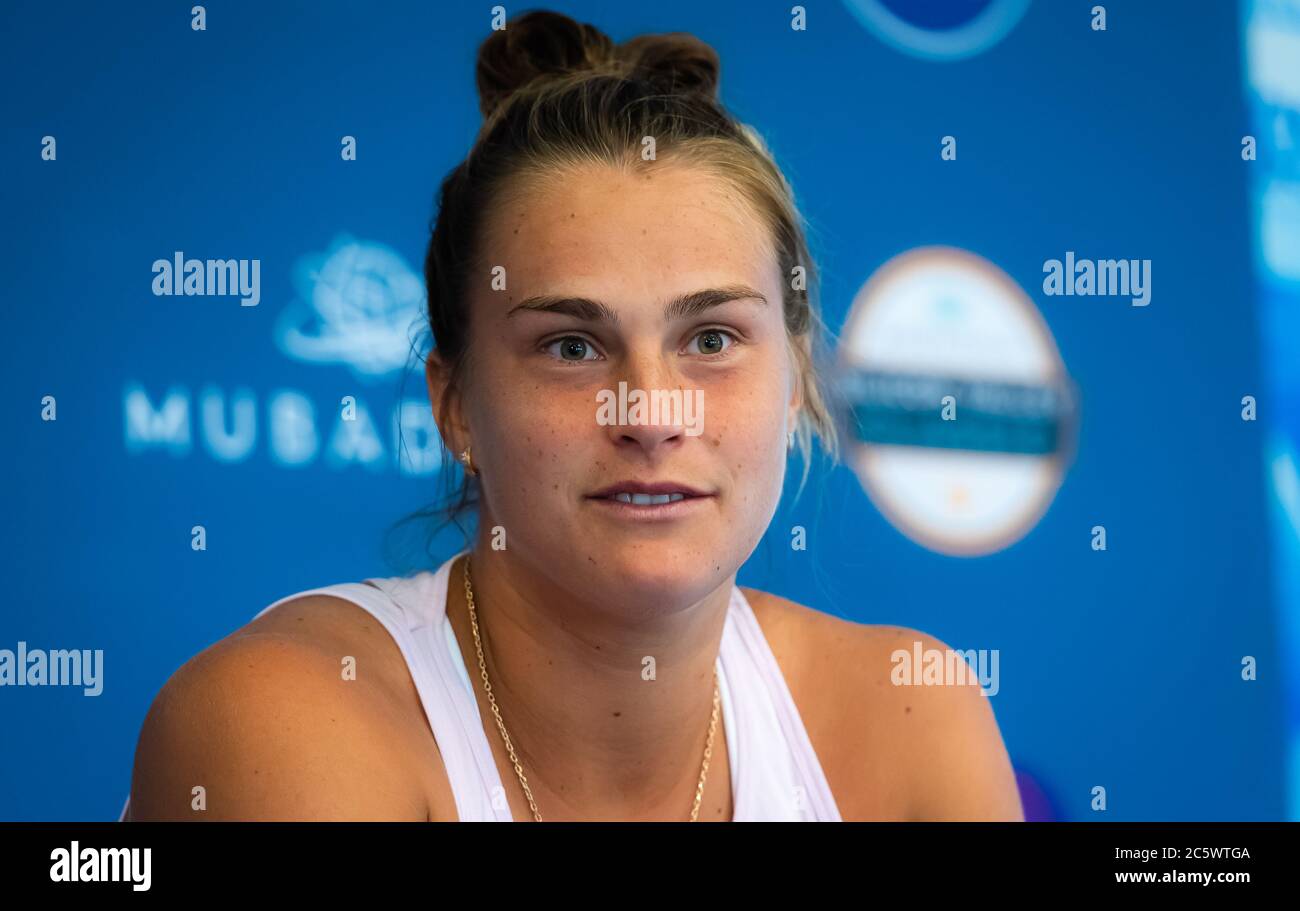 Aryna Sabalenka von Weißrussland während der All Access Hour vor dem Mubadala Silicon Valley Classic Premier Tennis Turnier 2019 Stockfoto