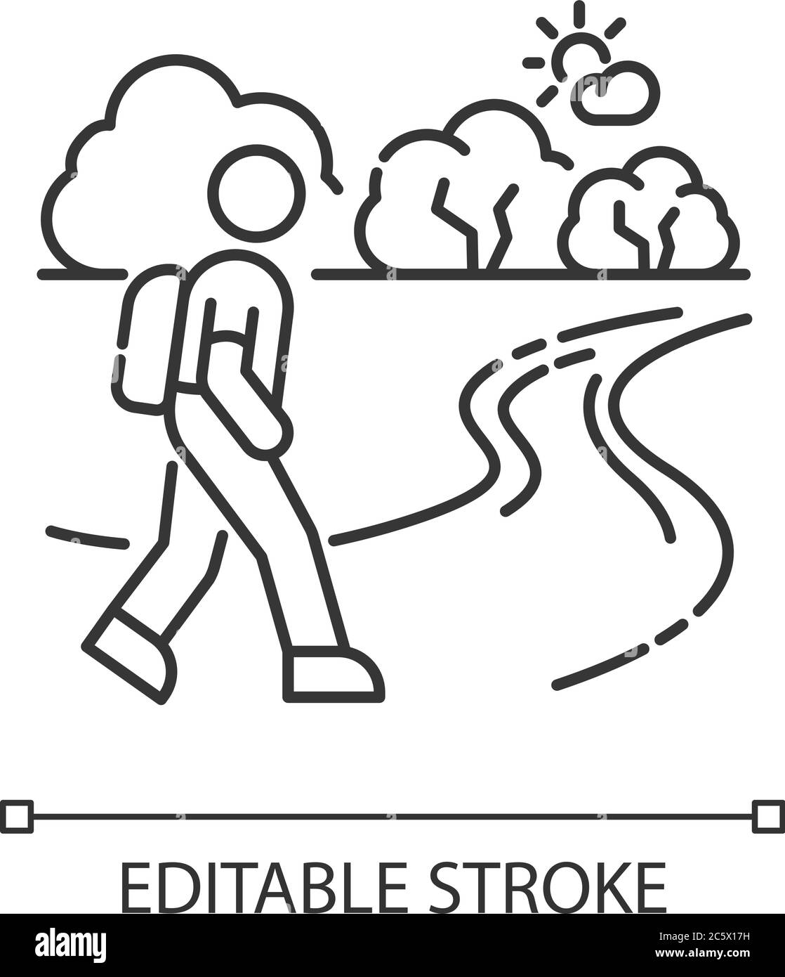 Wanderweg Pixel perfekte lineare Symbol Stock Vektor