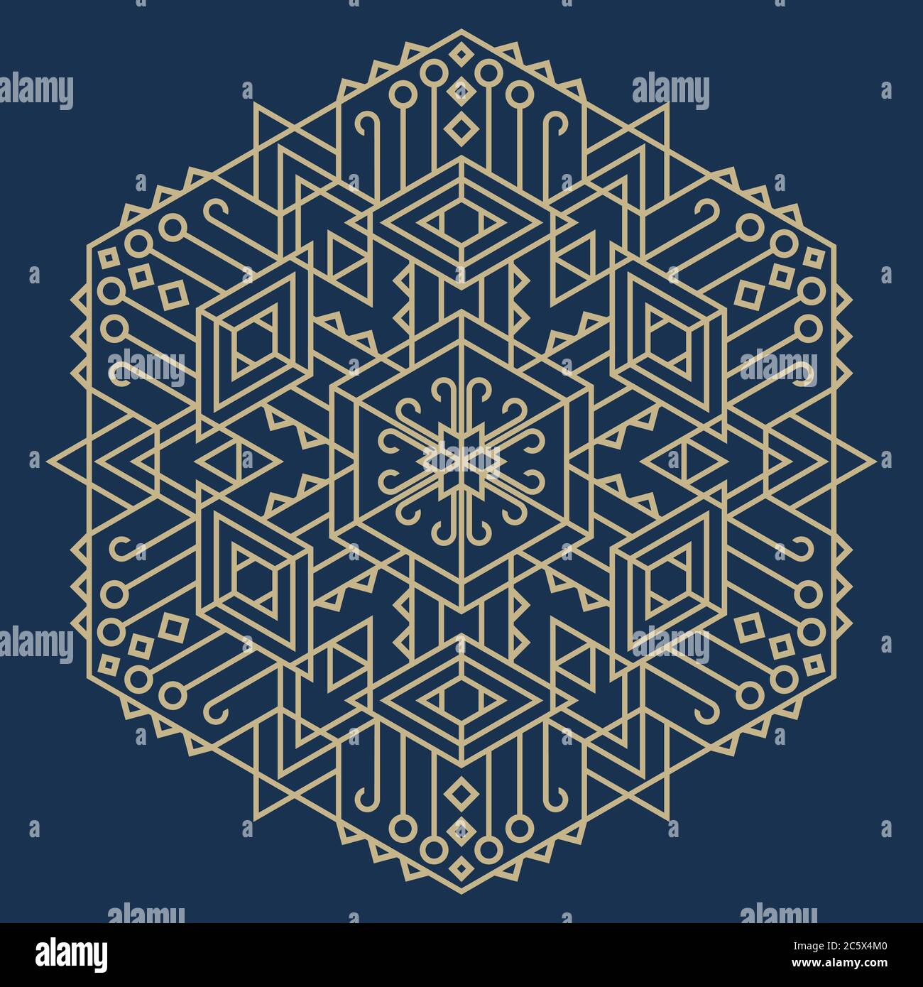 Nahtloses Muster im Art-Deco-Stil. Luxus Gold Hintergrund Vektor. Art déco Mandala Royal Muster nahtlos. Handgezeichneter orientalischer ornamentaler Hintergrund. Stock Vektor
