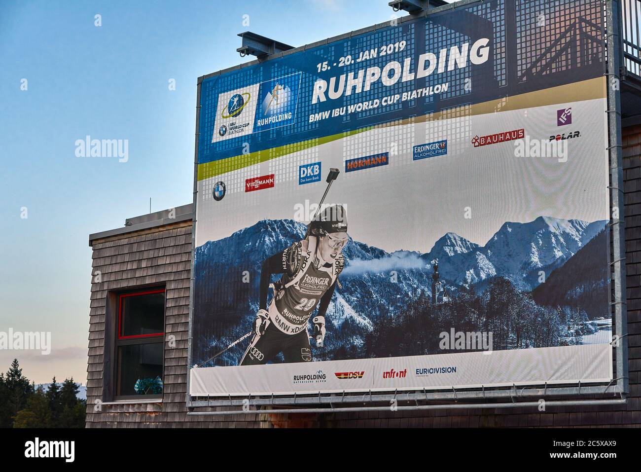 Besuch der Chiemgau Biathlon Arena Stockfoto