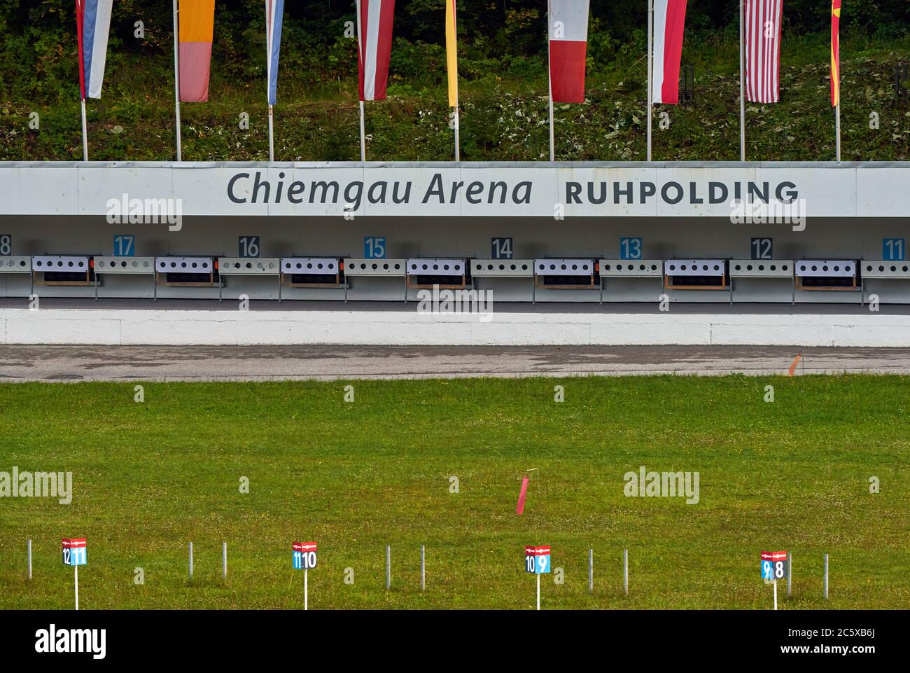Besuch der Chiemgau Biathlon Arena Stockfoto
