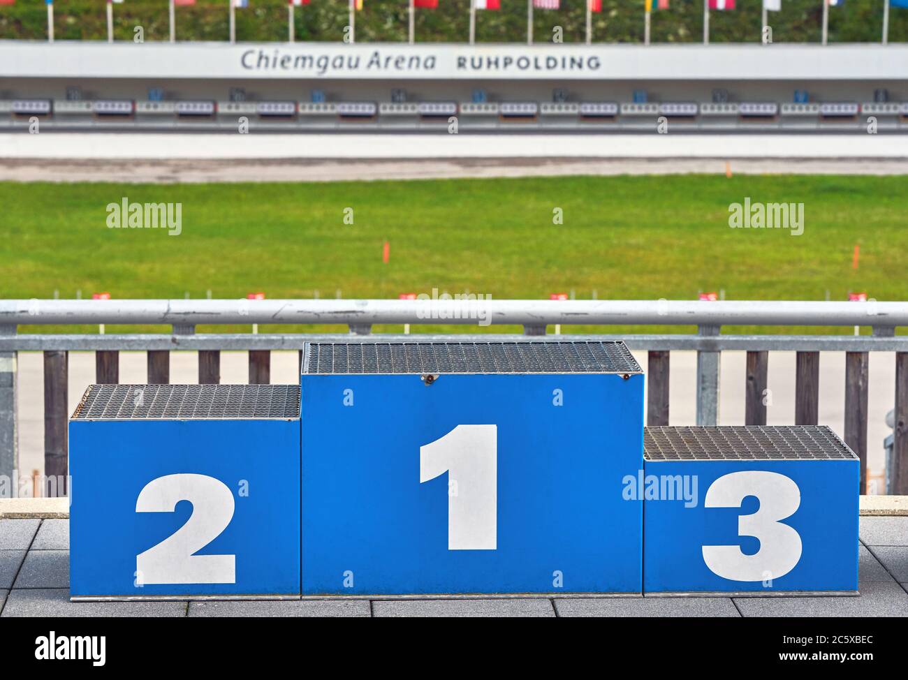 Besuch der Chiemgau Biathlon Arena Stockfoto