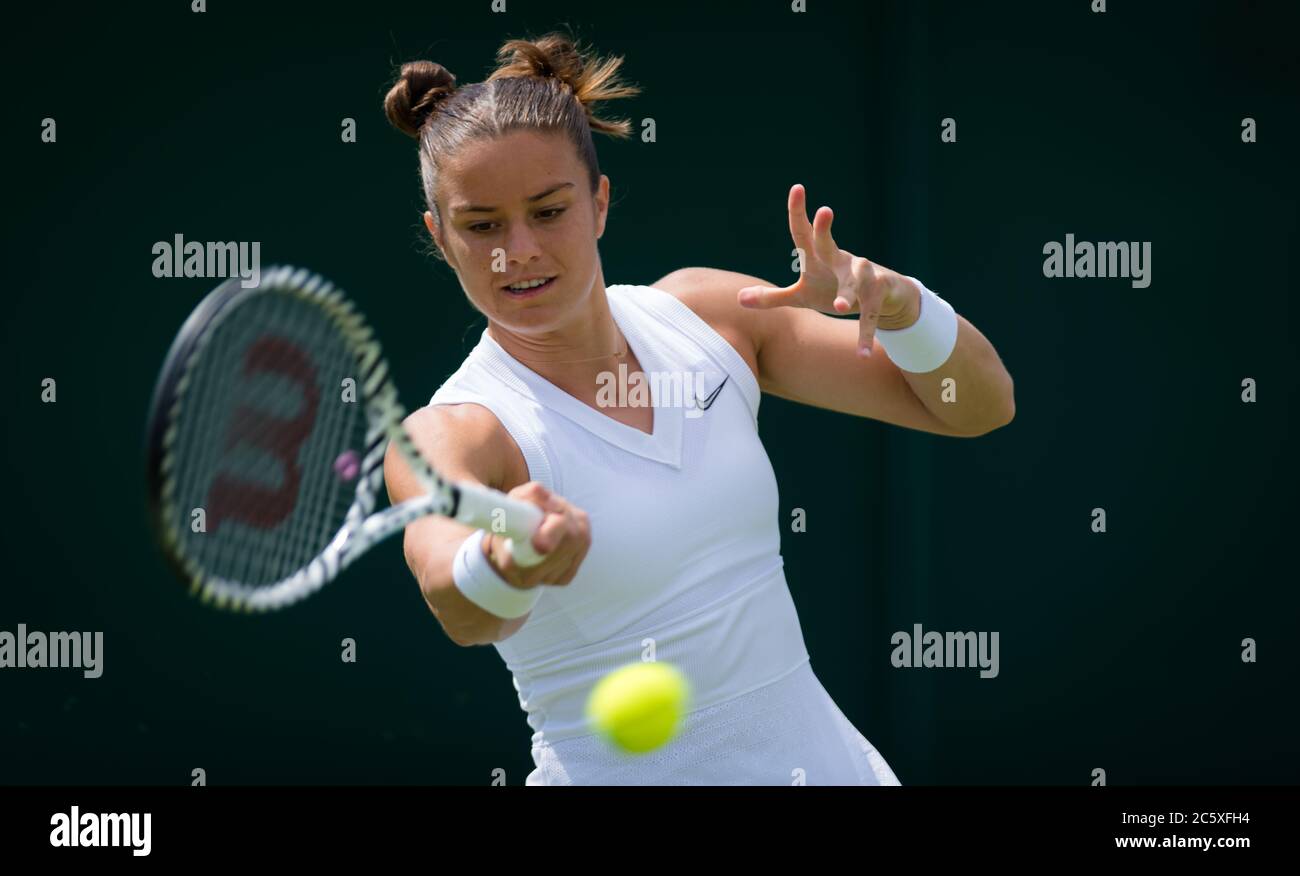 Maria Sakkari aus Griechenland spielt im Doppel beim Wimbledon Championships Grand Slam Tennis Turnier 2019 Stockfoto