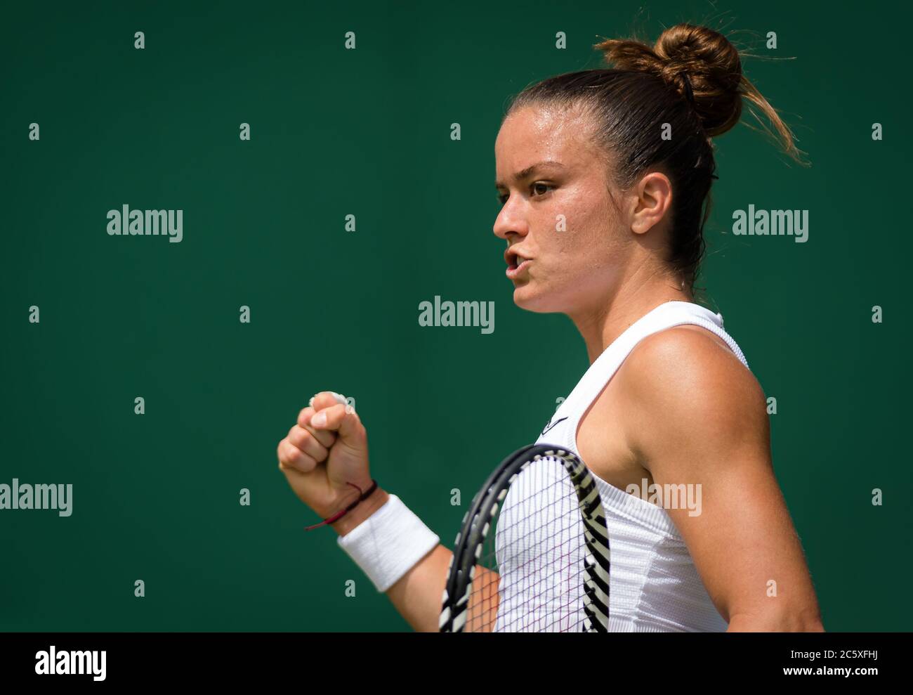 Maria Sakkari aus Griechenland in Aktion während ihres dritten Spielrunde bei den Wimbledon Championships Grand Slam Tennis Tournament 2019 Stockfoto