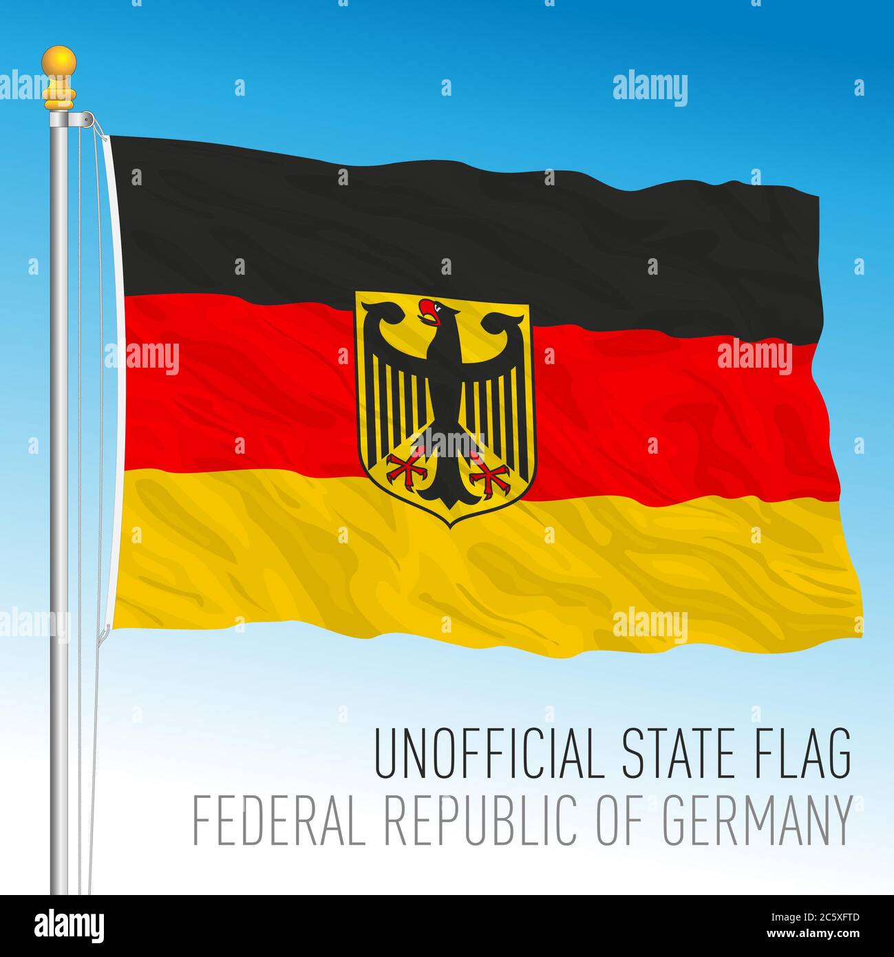 Flagge Deutschlands, inoffizielle Variante mit Wappen, Vektorgrafik Stock Vektor