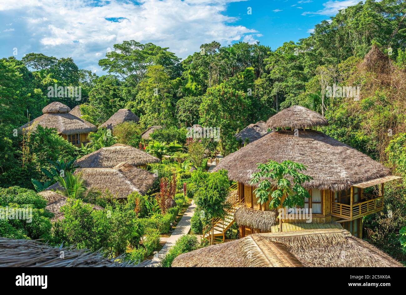 Amazonas Regenwald Lodge im Sommer, Yasuni Nationalpark, Ecuador. Stockfoto