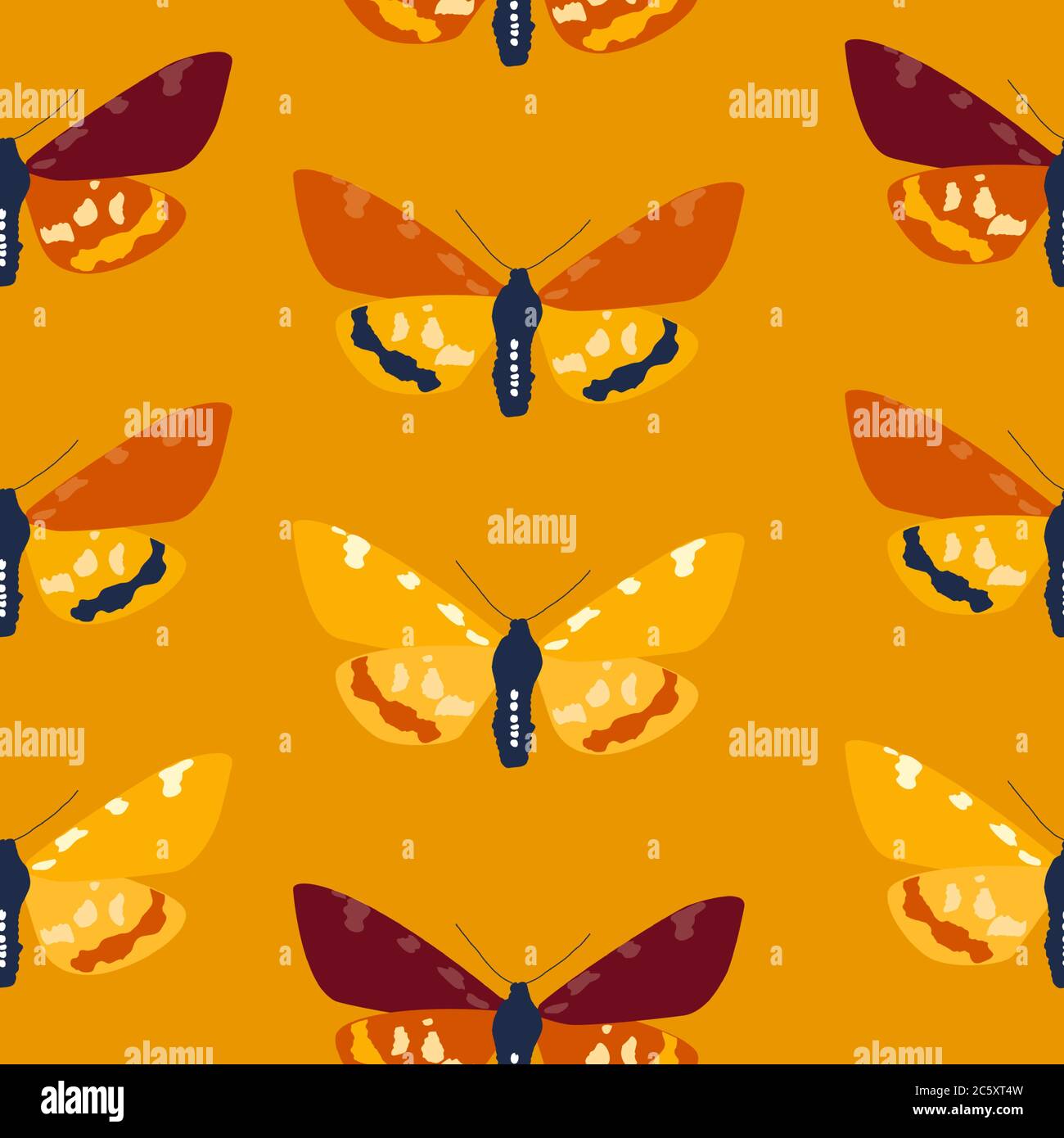 Abstrakt handgezeichnetes Schmetterling Nahtloses Muster. Vektorgrafik Stock Vektor