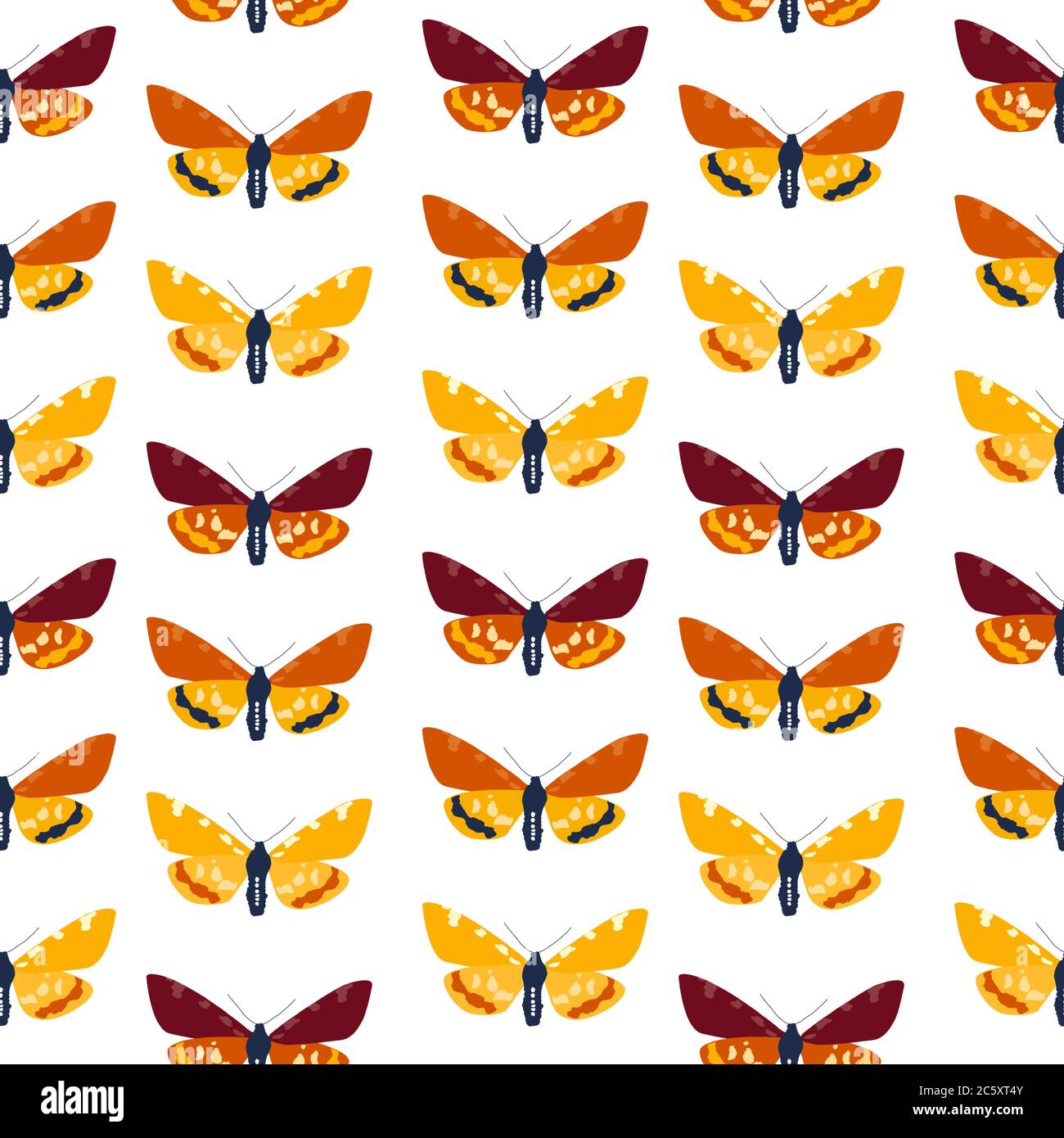 Abstrakt handgezeichnetes Schmetterling Nahtloses Muster. Vektorgrafik Stock Vektor