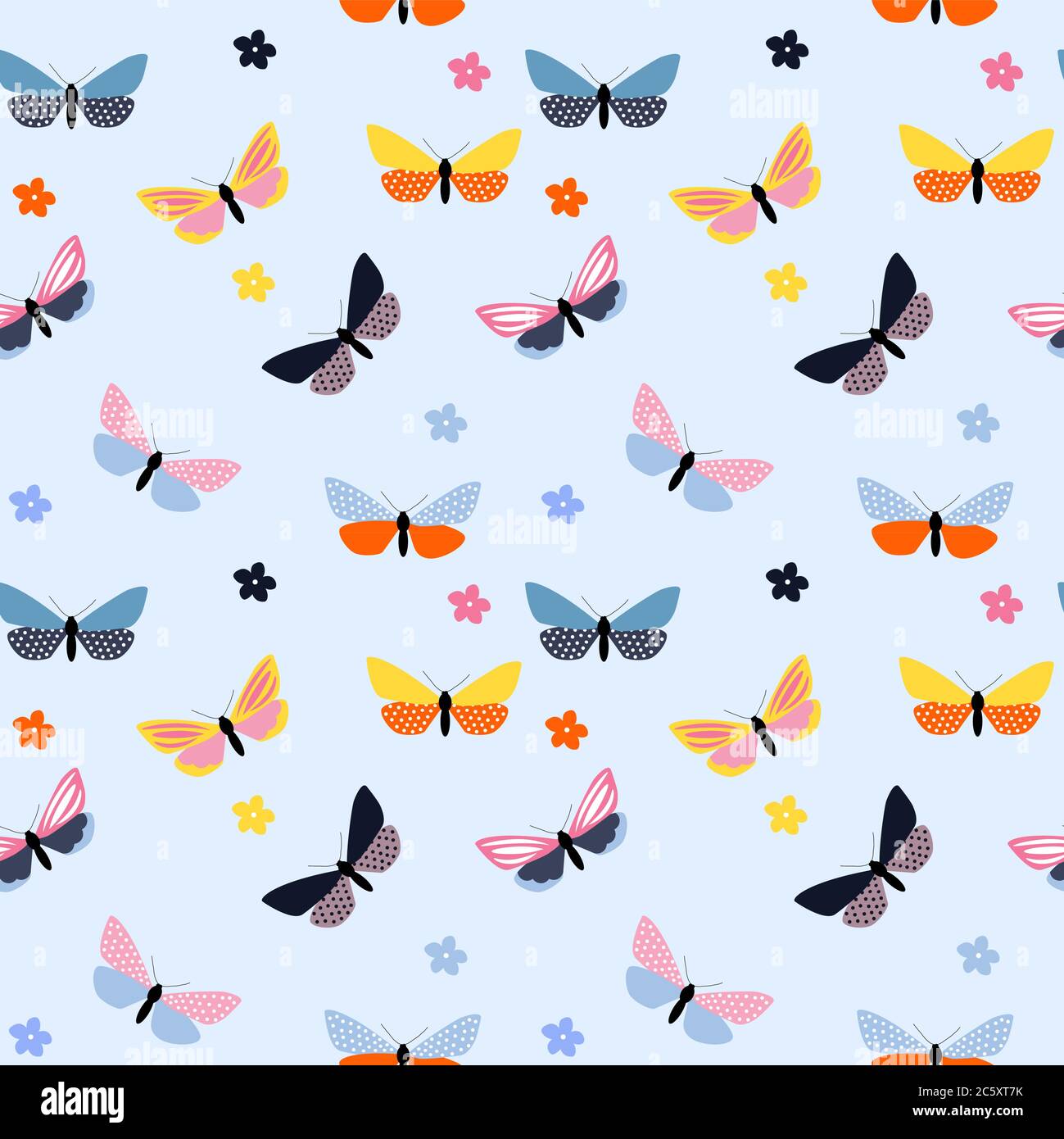 Abstrakt handgezeichnetes Schmetterling Nahtloses Muster. Vektorgrafik Stock Vektor