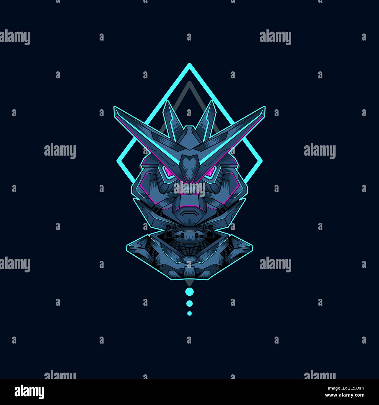 mecha mit heiligen Geometrie Hintergrund Vektor Grafik Design Illustration Stock Vektor
