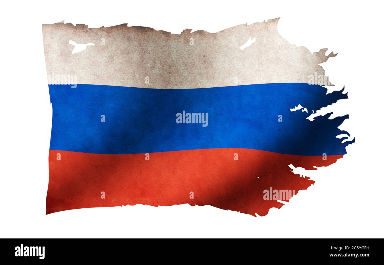 Abbildung der schmutzigen und zerrissenen Landesflagge / Russland Stockfoto