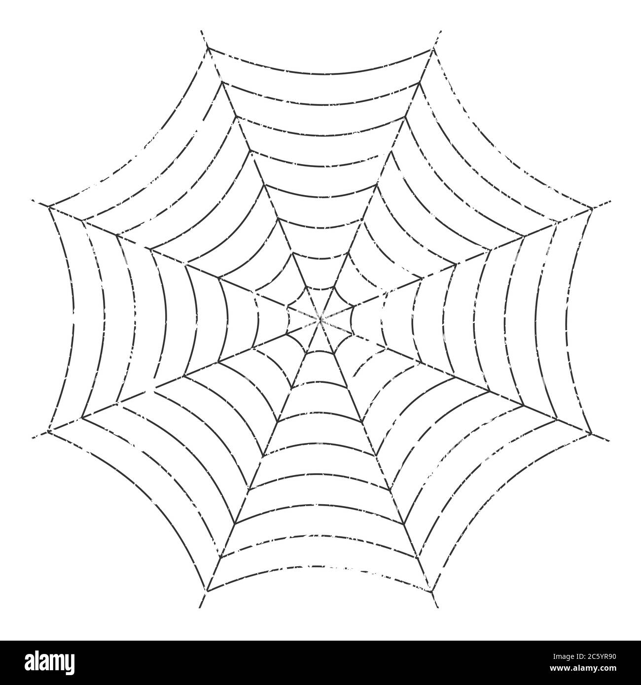 Spider Web Umriss Silhouette Symbol. Halloween Hintergrund Netz Muster Symbol. Vektorgrafik. Isoliert auf weißem Hintergrund. Stock Vektor