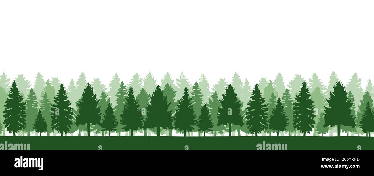 Nadelwald, Vektor Silhouette - Bäume Kiefer, Tanne, Fichte, weihnachtsbaum. Stock Vektor