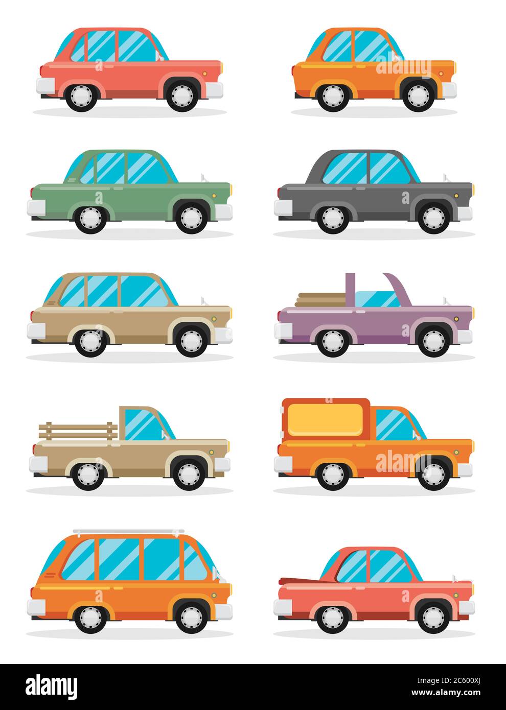 Set von Oldtimern, Vektor-Flat-Stil Stock Vektor