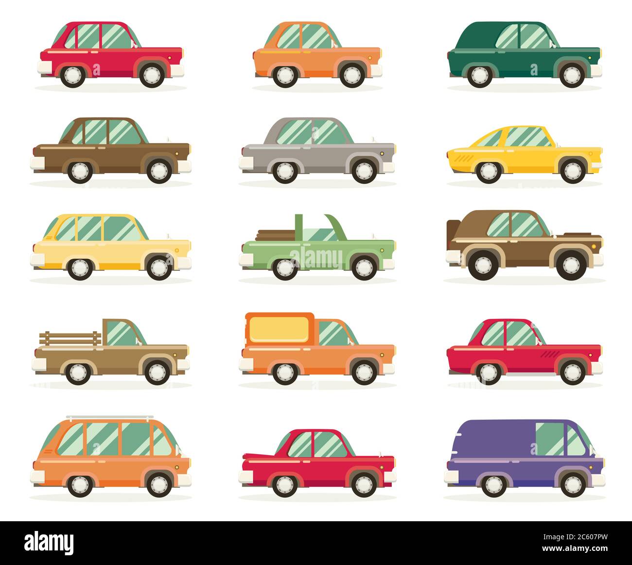 Set von Oldtimern, Vektor-Flat-Stil Stock Vektor
