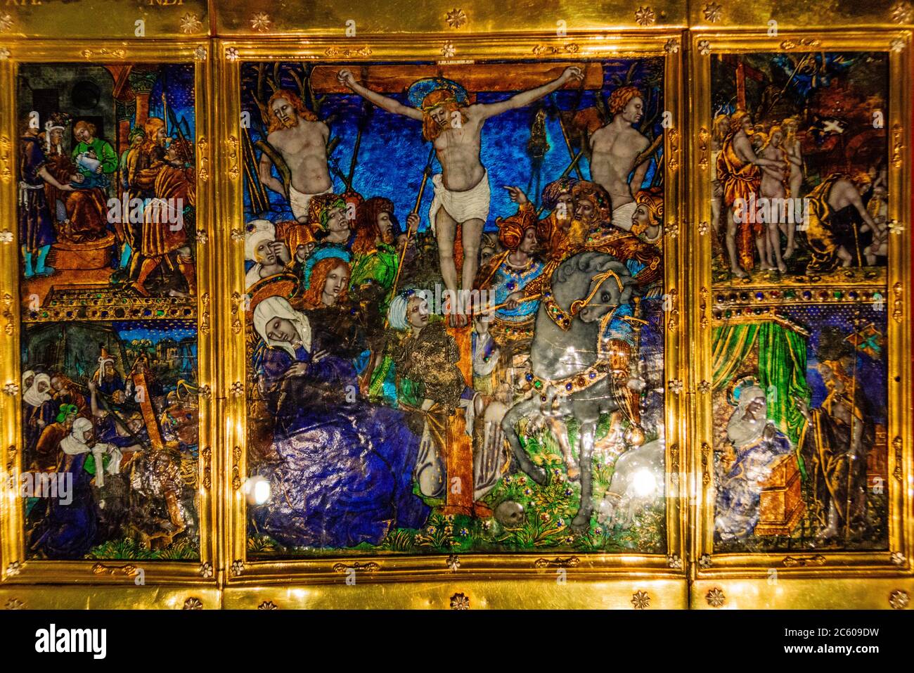 Triptico de la pasion de cristo, cobre y esmalte, Nardon Penicaud ...