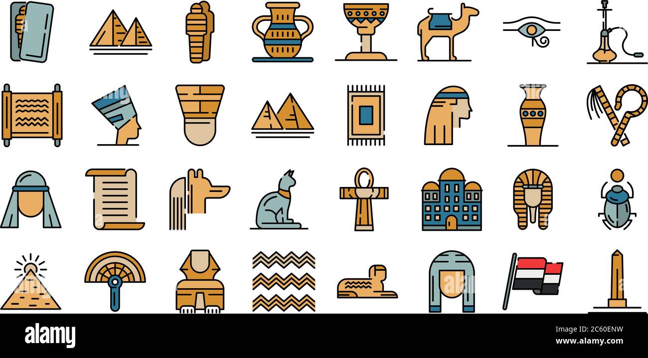 Ägypten Symbole Vektor flach Stock Vektor