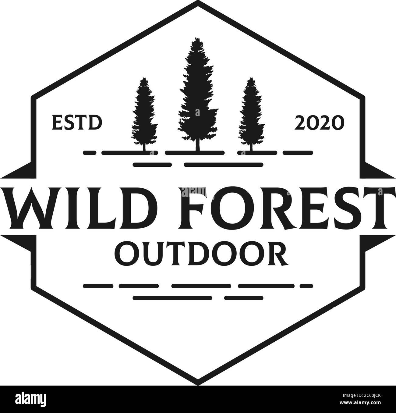 Einfache Natur Wild Forest Outdoor-Logo-Design, am besten für Sport oder Erholung Logo etc Stock Vektor