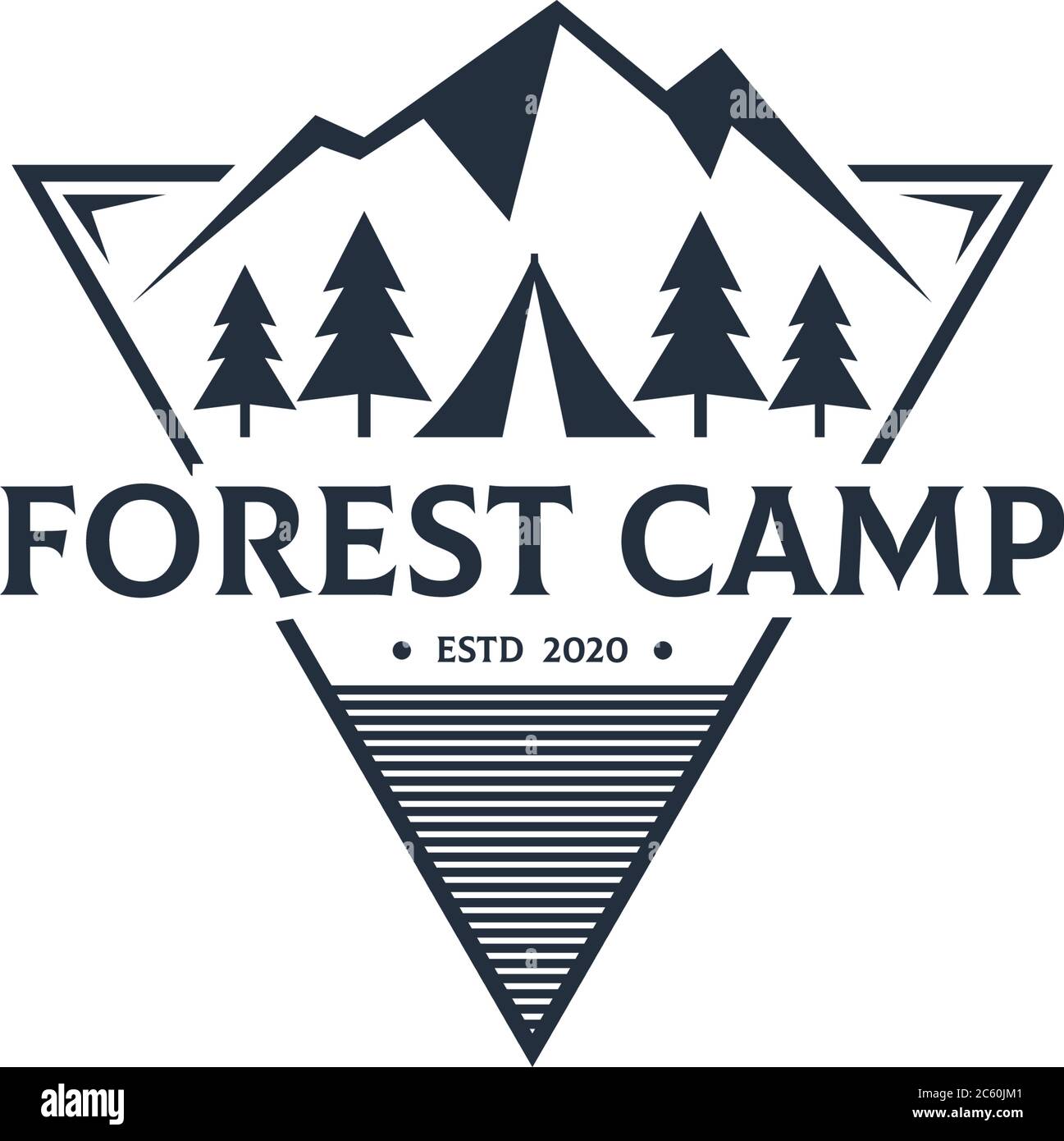 Kreative Forest Camp Outdoor Logo Design Vektor, am besten für Sport oder Erholung Logo etc Stock Vektor