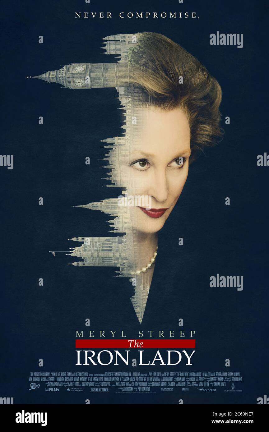 The Iron Lady (2011) unter der Regie von Phyllida Lloyd mit Meryl Streep, Jim Broadbent, Richard E. Grant und Jim Broadbent. Bio-Bild über Großbritanniens erste Frau Premierministerin Margaret Thatcher, die während ihrer späteren Jahre auf ihr Leben zurückblickt, während sie an Demenz leidet. Stockfoto