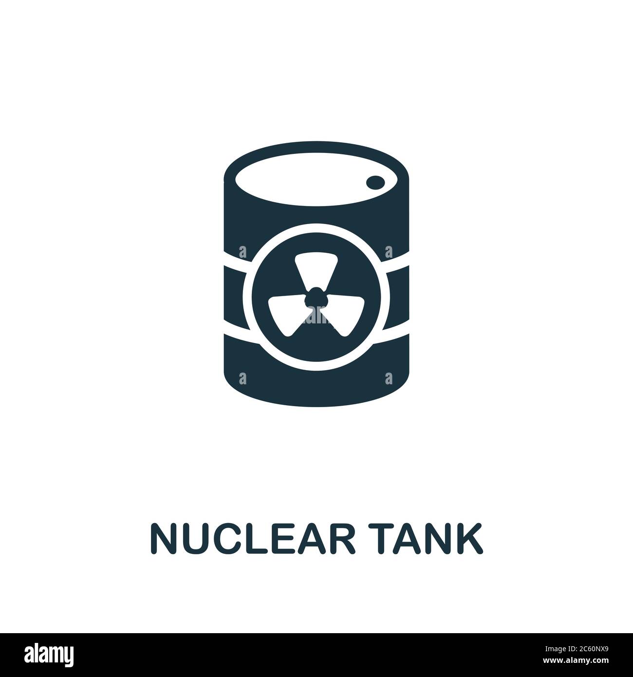 Symbol für den Nukleartank. Einfaches Element aus der Sammlung der globalen Erwärmung. Creative Nuclear Tank Symbol für Web-Design, Vorlagen, Infografiken und vieles mehr Stock Vektor