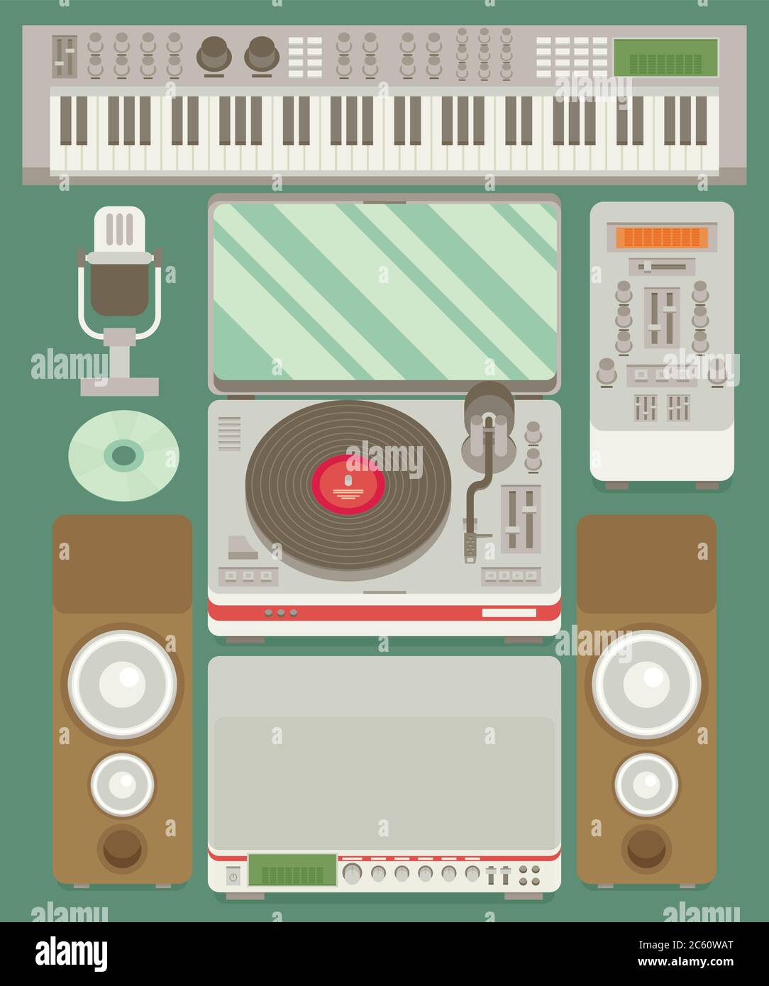 Vektor Musik Produktion flache Icon Set. Stock Vektor