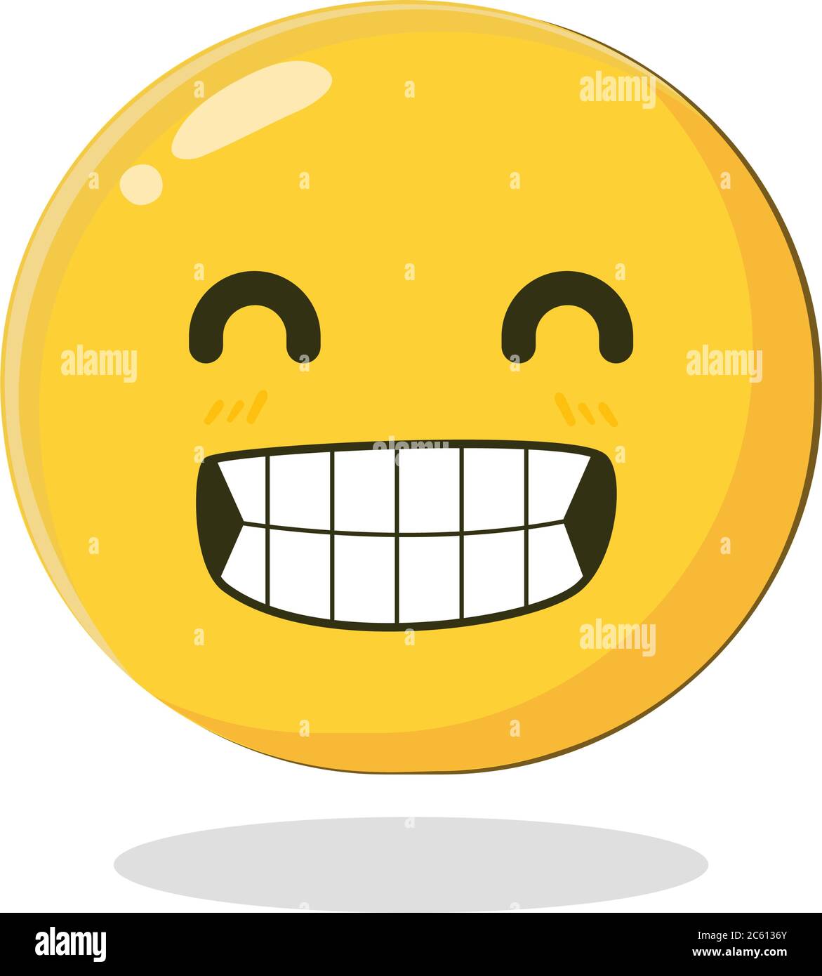 Emoticon mit einem großen Lächeln. Cartoon isolierte Vektor-Illustration auf weißem Hintergrund Stock Vektor