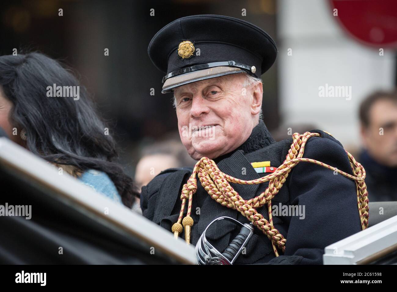'London New Year's Day Parade' Hauptpatron Roger Bramble in einem Kutschenwagen bei LNYDP 2020, London, England Stockfoto