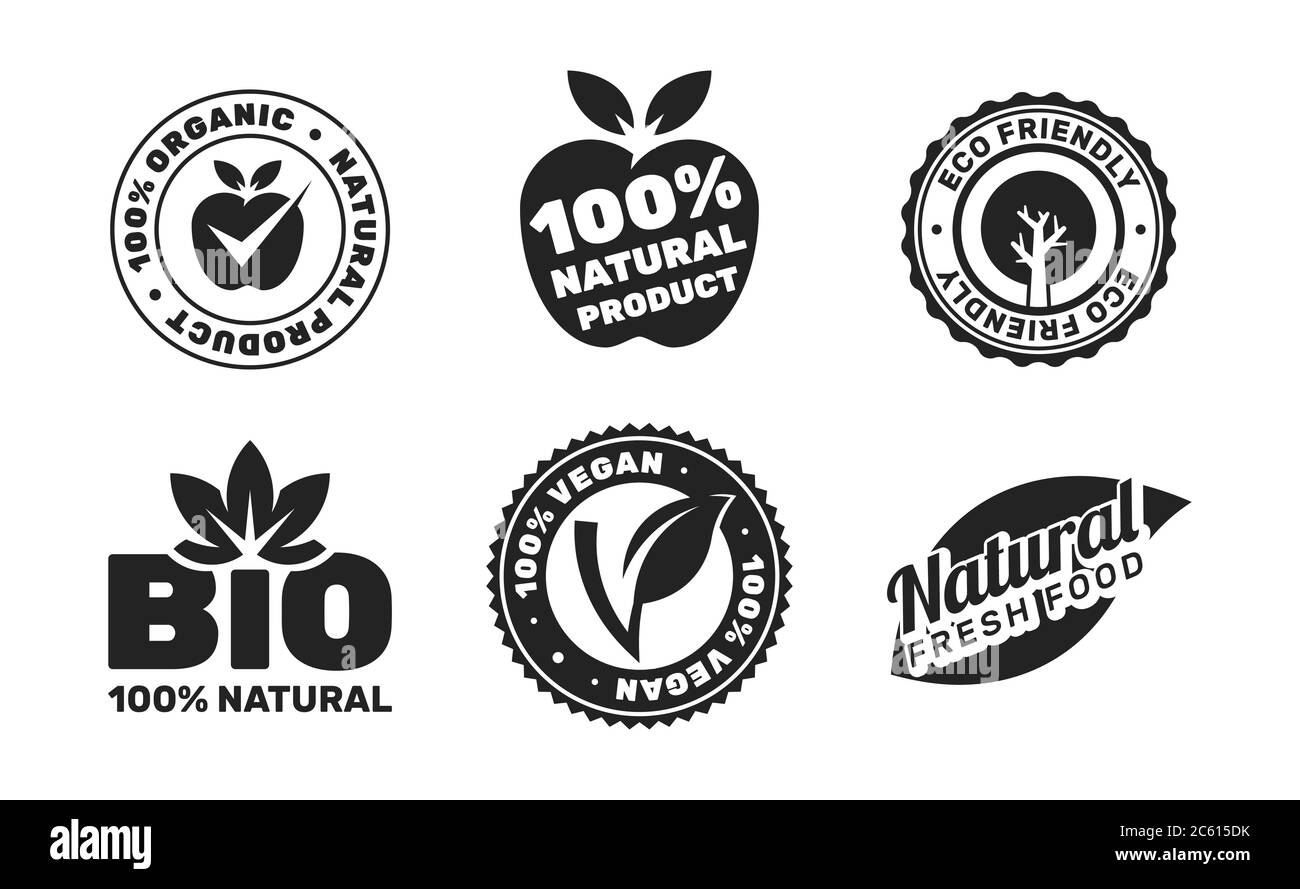 Kollektion von Bio-Bio-Icon-Etiketten Stock Vektor