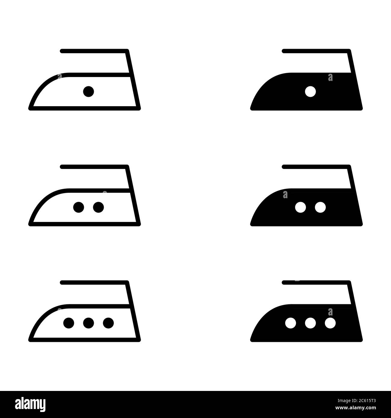 Iron Collection flaches Symbol auf weißem Hintergrund isoliert. Symbol für 3 Bügeltemperaturen. Maschine Vektor Illustration . Stock Vektor