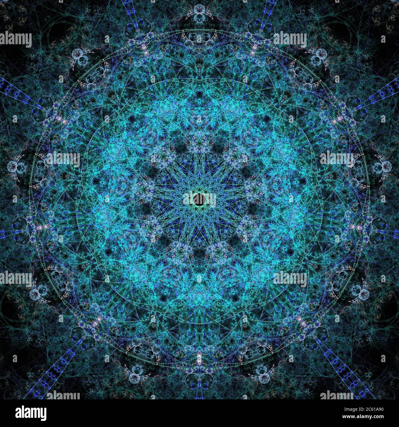 Mandala Fractal Art - Blaues Design Stockfoto