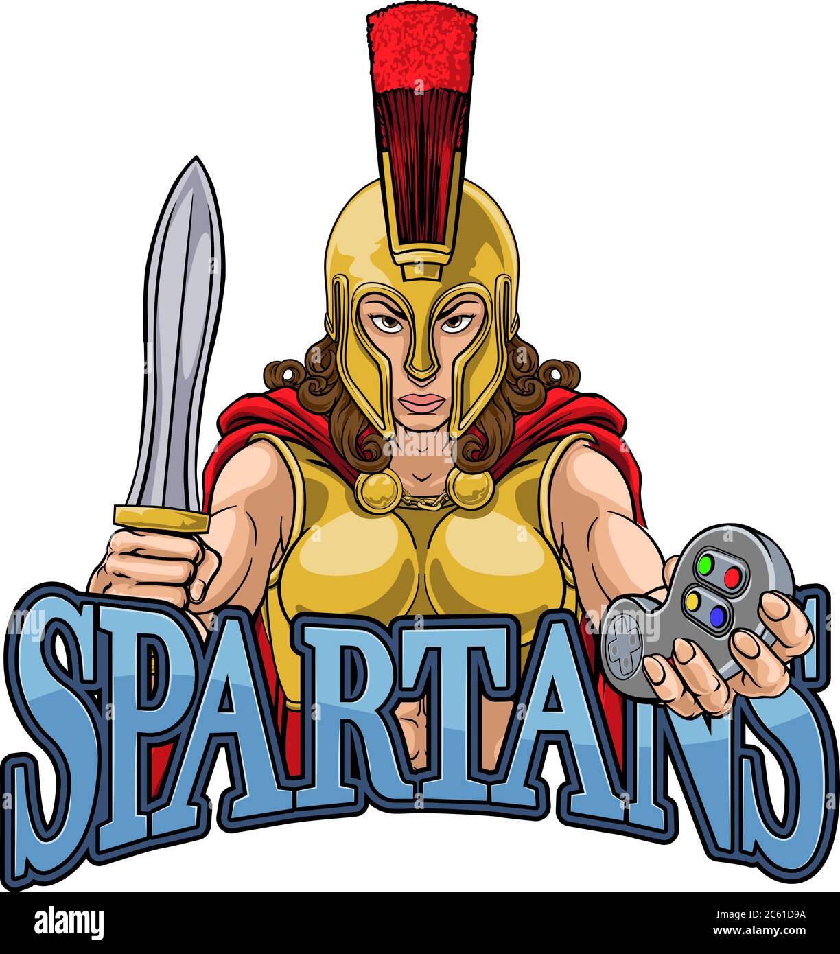 Spartan Trojan Gladiator Gamer Kriegerin Stock Vektor