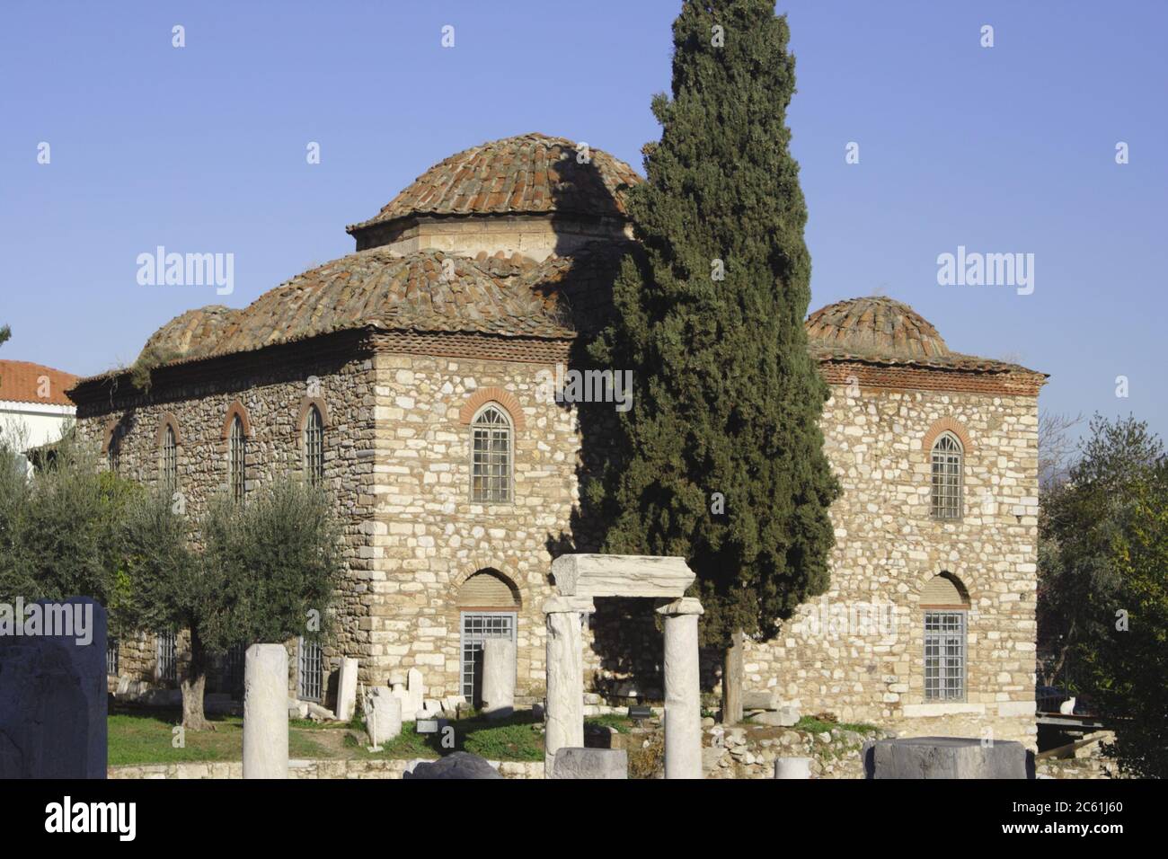 Die Fethiye Moschee, Wheatmarket Moschee, vor der Restaurierung, Roman Agora, Athen, Griechenland Stockfoto