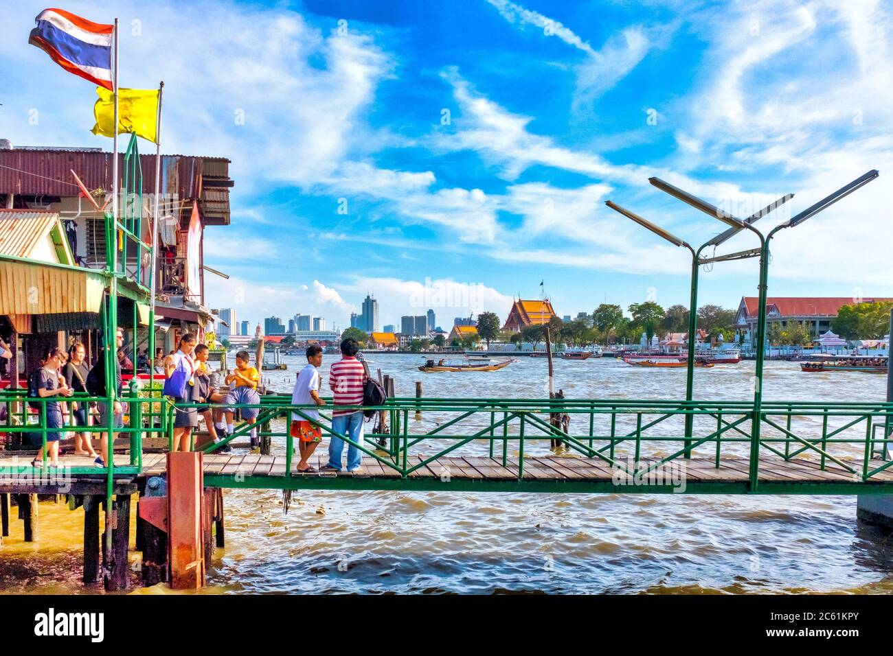 Tha Tian Express Boat Pier, Bangkok, Thailand Stockfoto