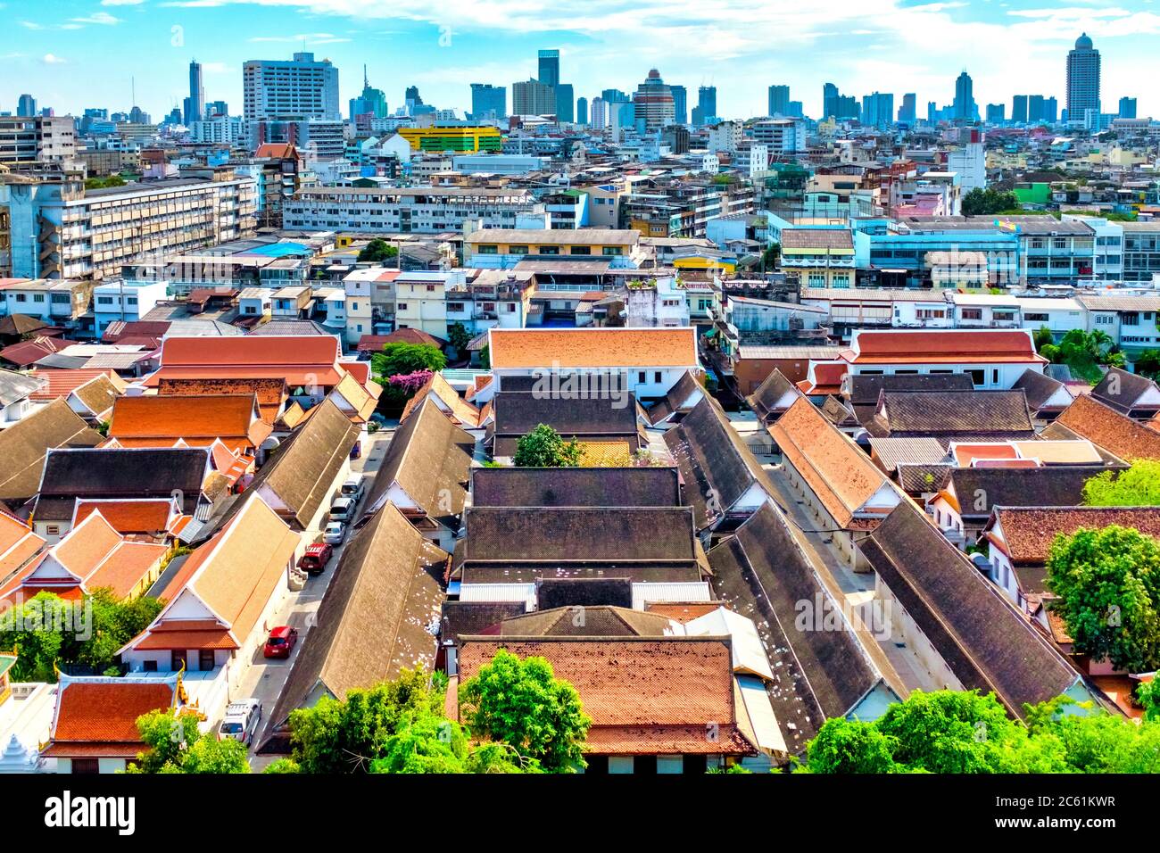 Panoramablick vom Goldenen Berg, Bangkok, Thailand Stockfoto