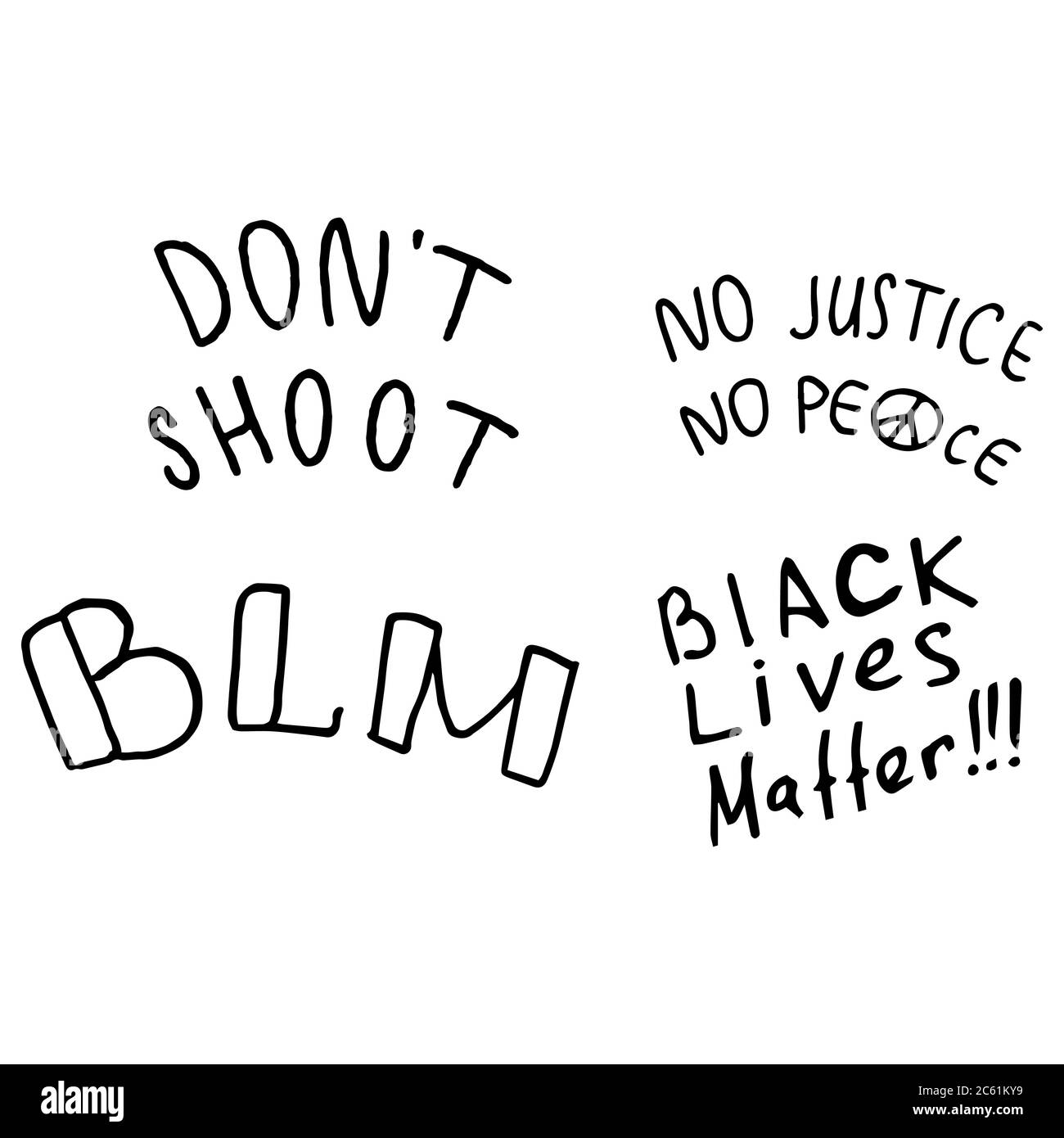 Schwarze Leben Materie Text auf weiß isoliert Hintergrund. BLM-Logo antirassistische Slogans für Einladungskarte, Social Banner, News-Blog, Flyer. Telefontasche oder c Stock Vektor