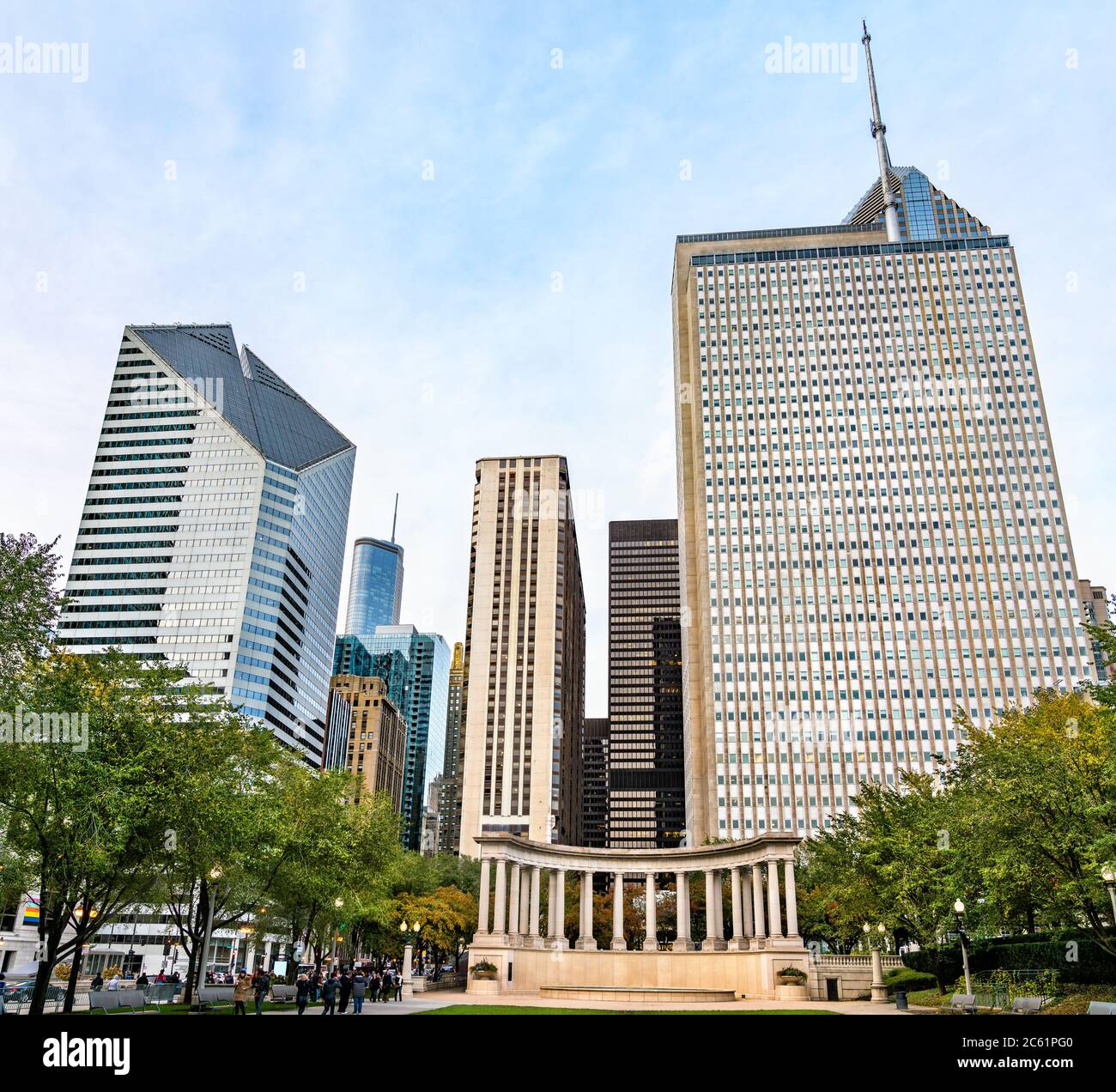 Millennium Monument am Wrigley Square in Chicago, USA Stockfoto