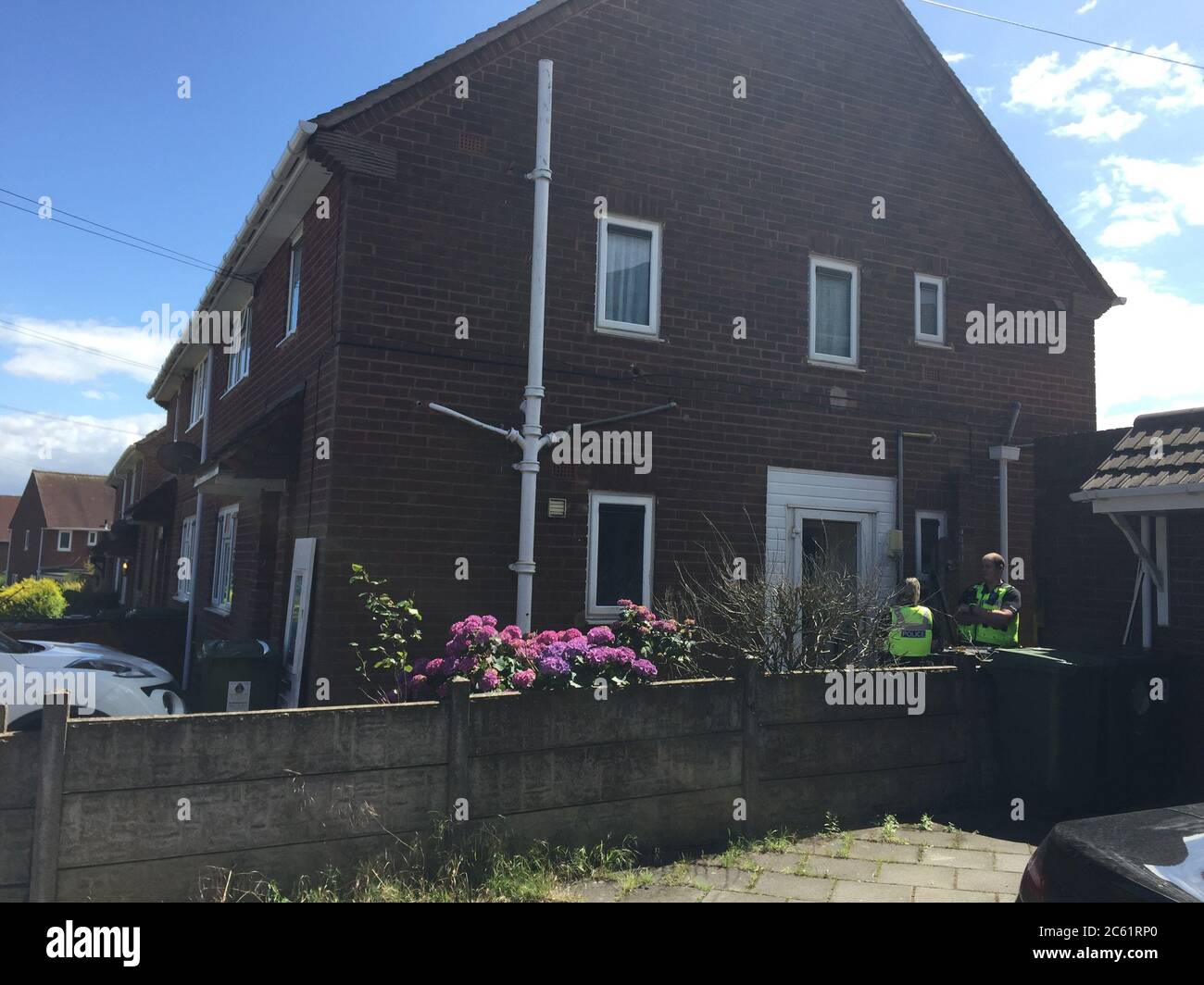 Stephens Close, Wolverhampton, wo zwei Sanitäter erstochen wurden und sich derzeit in einem stabilen Zustand im Krankenhaus befinden. Ein Mann wurde verhaftet. Stockfoto